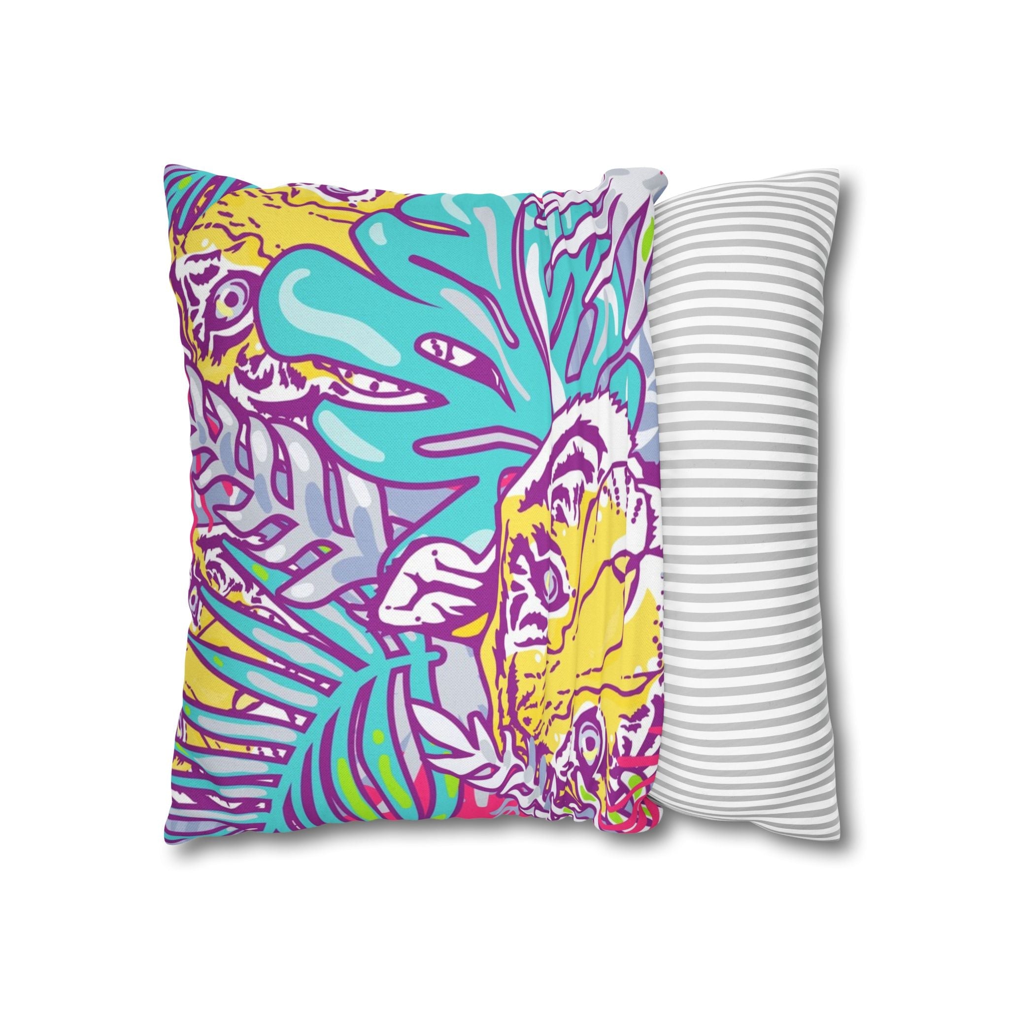 Vibrant Tropical Tiger Pillow, Artsulli - Art is Long, Life is Short, Home Decor, , , , , , , 