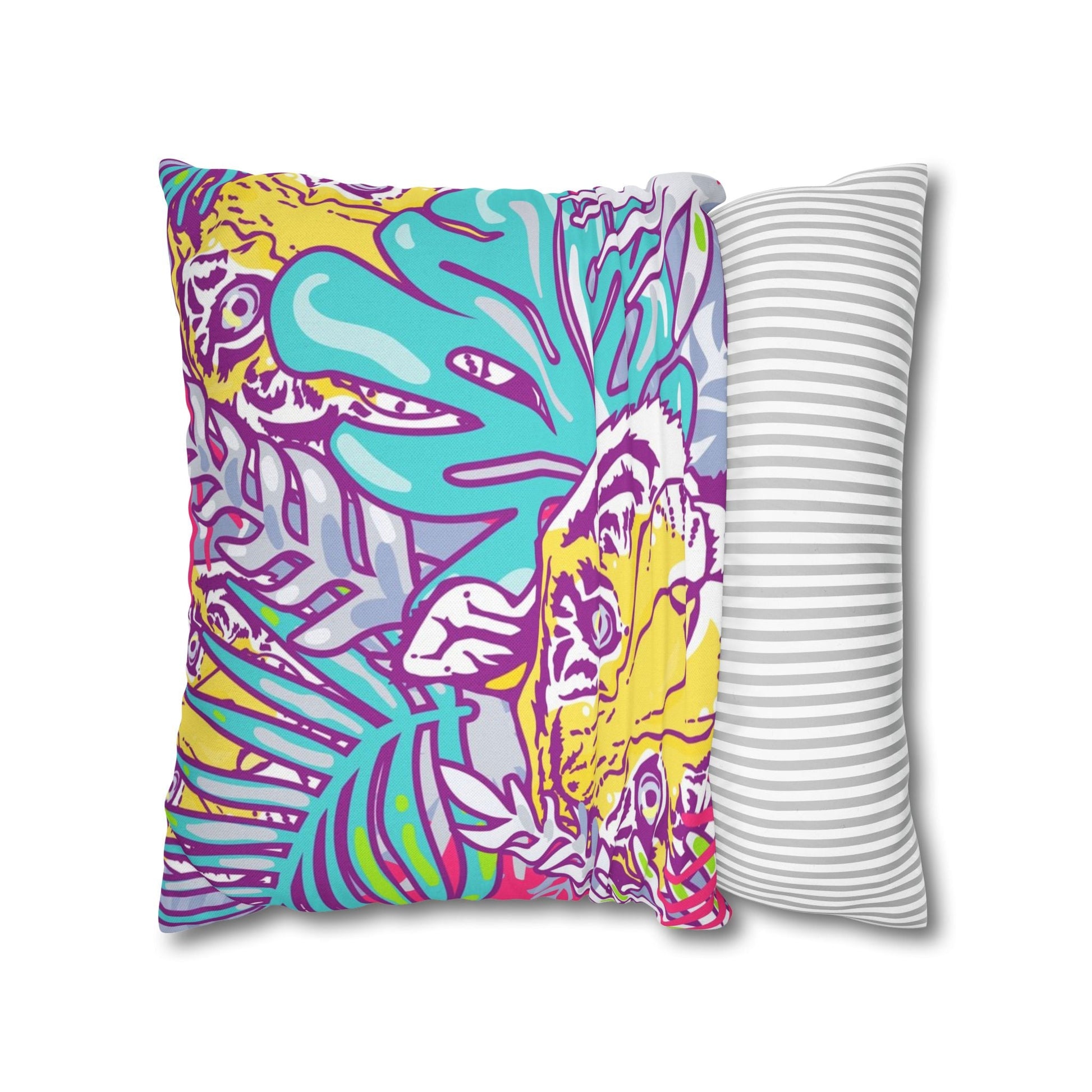 Vibrant Tropical Tiger Pillow, Artsulli - Art is Long, Life is Short, Home Decor, , , , , , , 