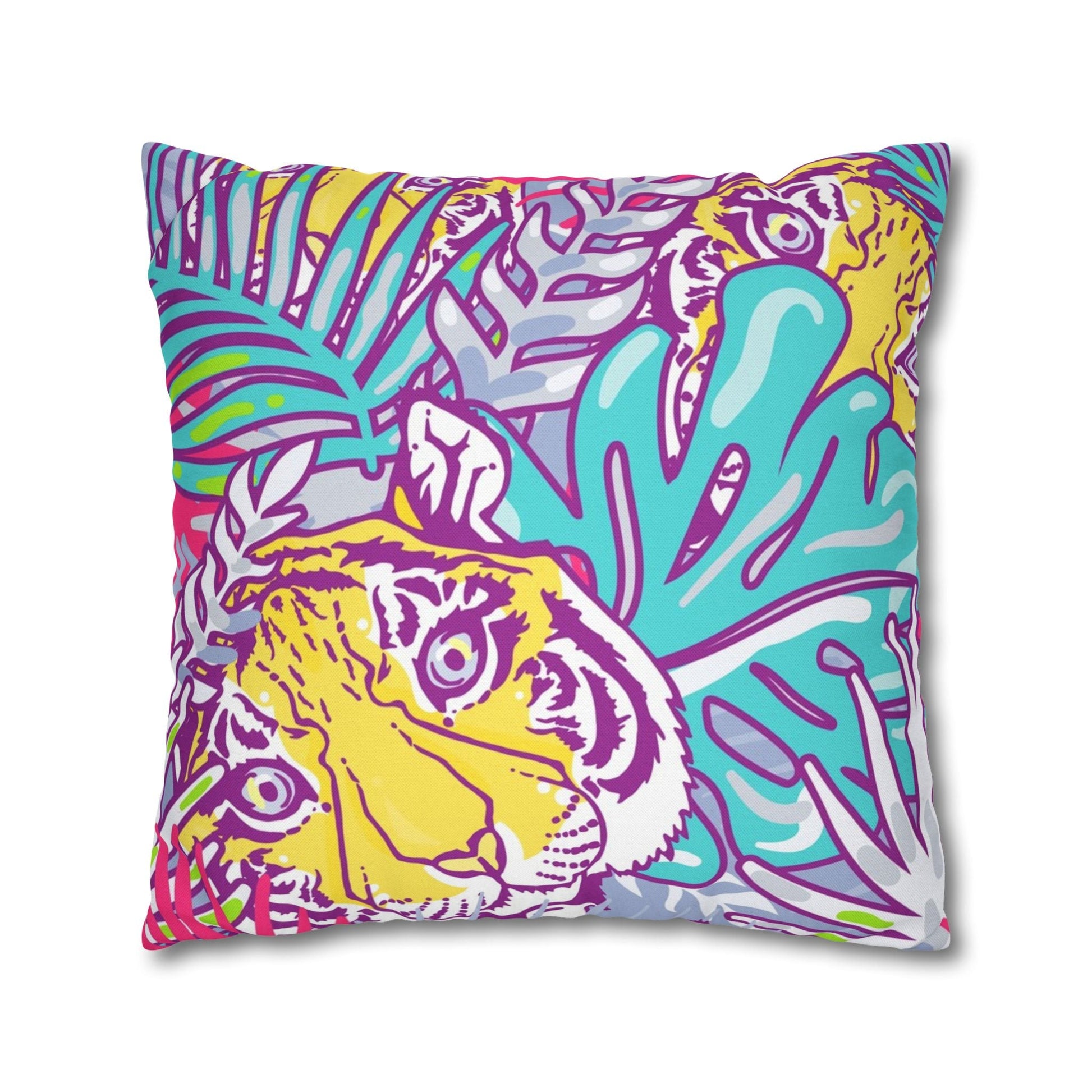 Vibrant Tropical Tiger Pillow, Artsulli - Art is Long, Life is Short, Home Decor, , , , , , , 