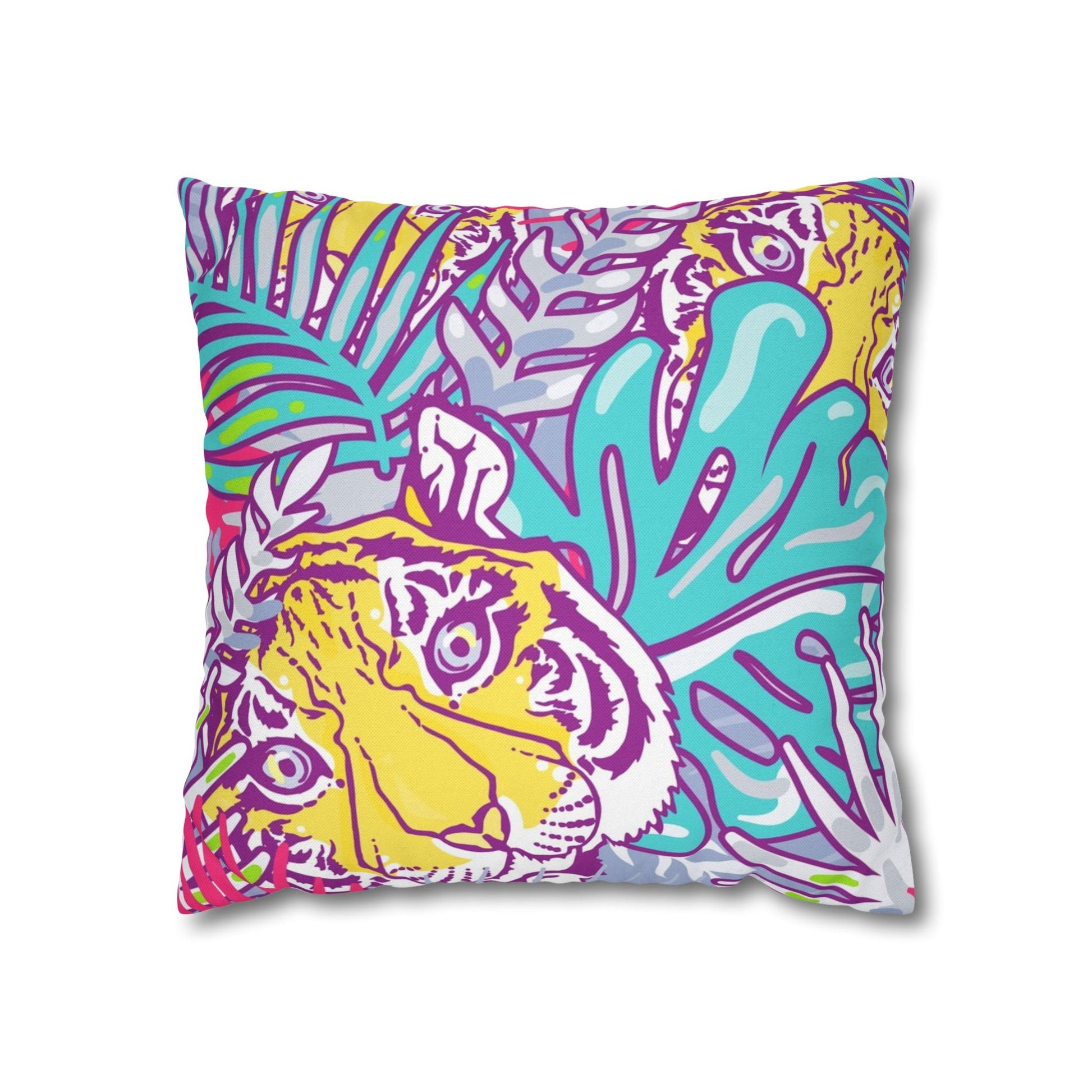 Vibrant Tropical Tiger Pillow, Artsulli - Art is Long, Life is Short, Home Decor, Size, 16" × 16", , , , , 25745878425791662618