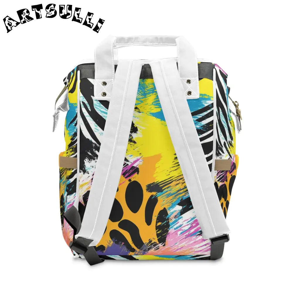 Vibrant Zebra Multi-Purpose Diaper Backpack, Artsulli - Art is Long, Life is Short, Bags, , , , , , , 