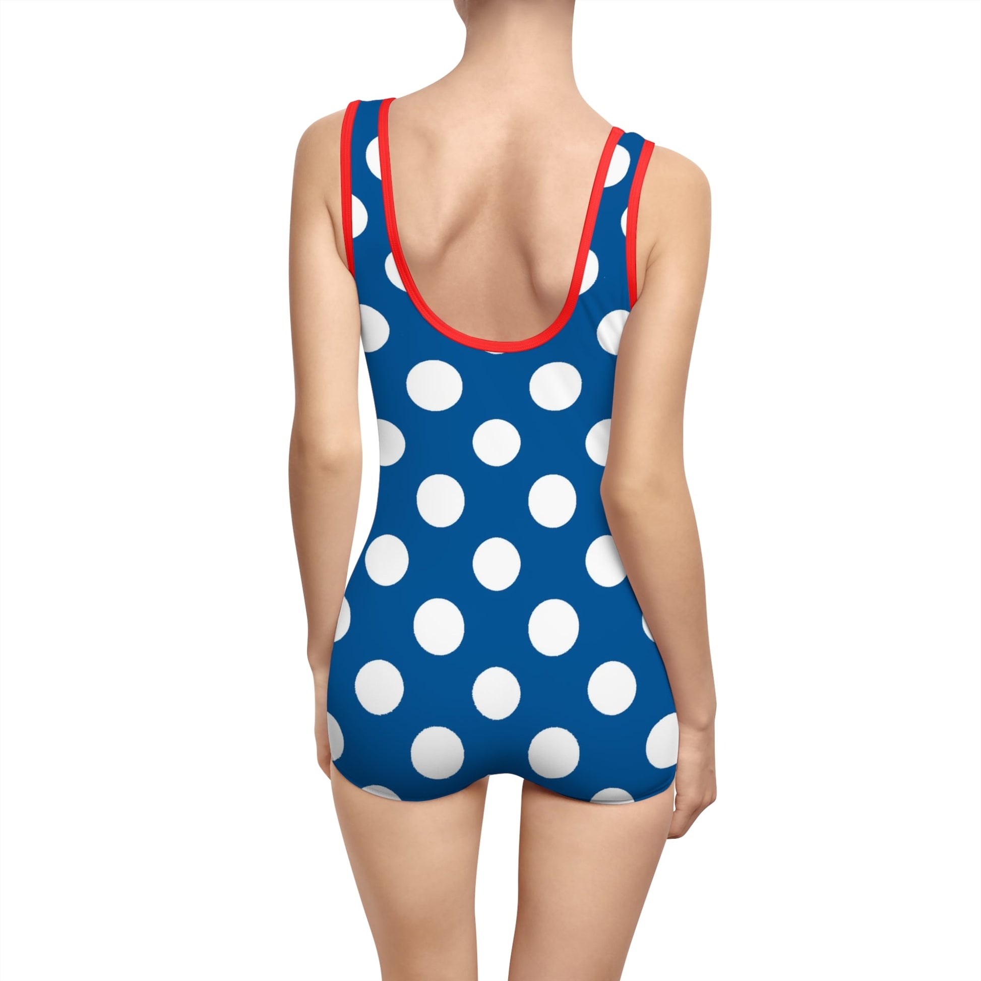 Vintage Blue Polka Dot Tank Swimsuit, Artsulli - Art is Long, Life is Short, All Over Prints, , , , , , , 