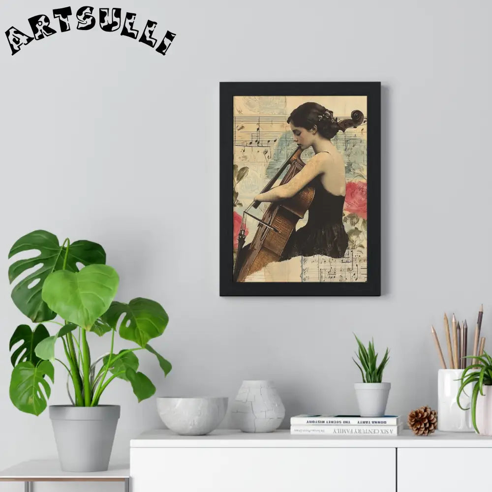 Vintage Cellist Framed Art Print, Artsulli - Art is Long, Life is Short, Poster, , , , , , , 