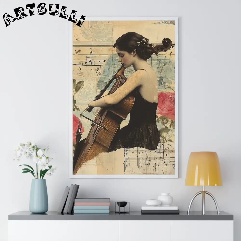 Vintage Cellist Framed Art Print, Artsulli - Art is Long, Life is Short, Poster, , , , , , , 