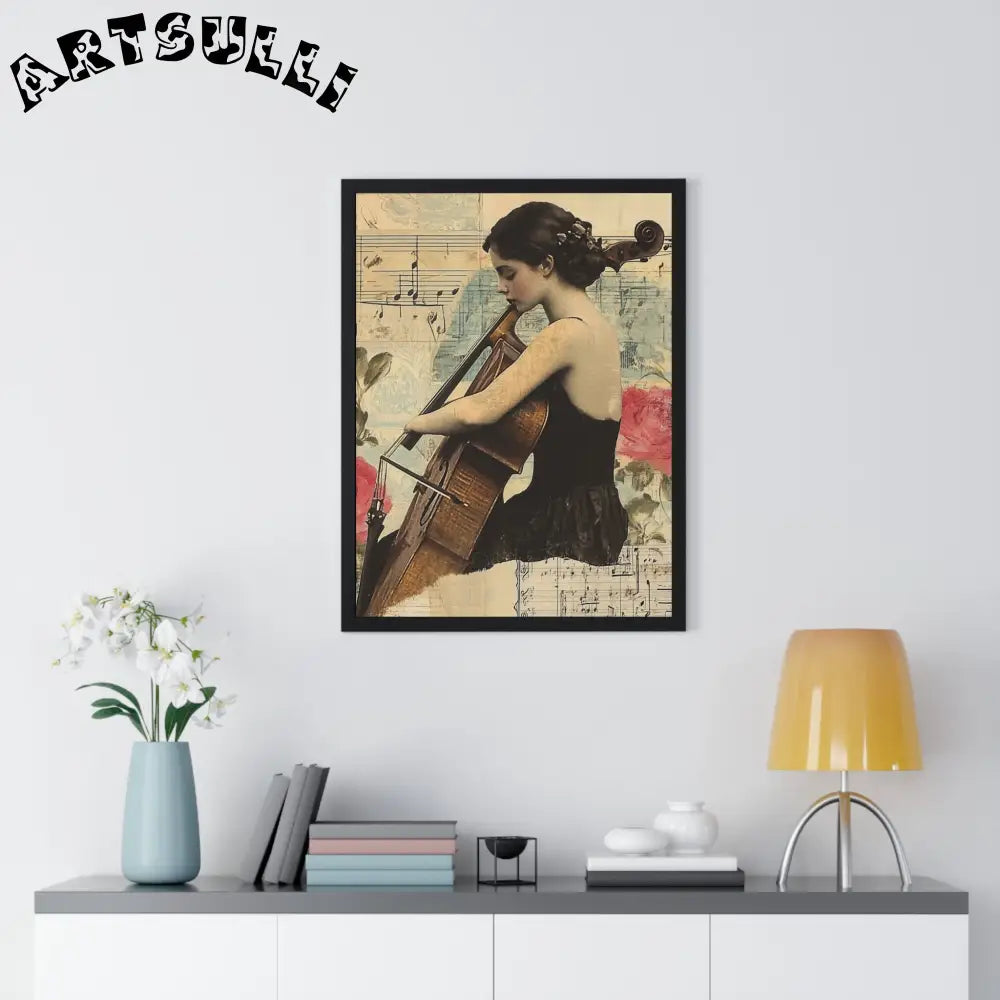 Vintage Cellist Framed Art Print, Artsulli - Art is Long, Life is Short, Poster, , , , , , , 