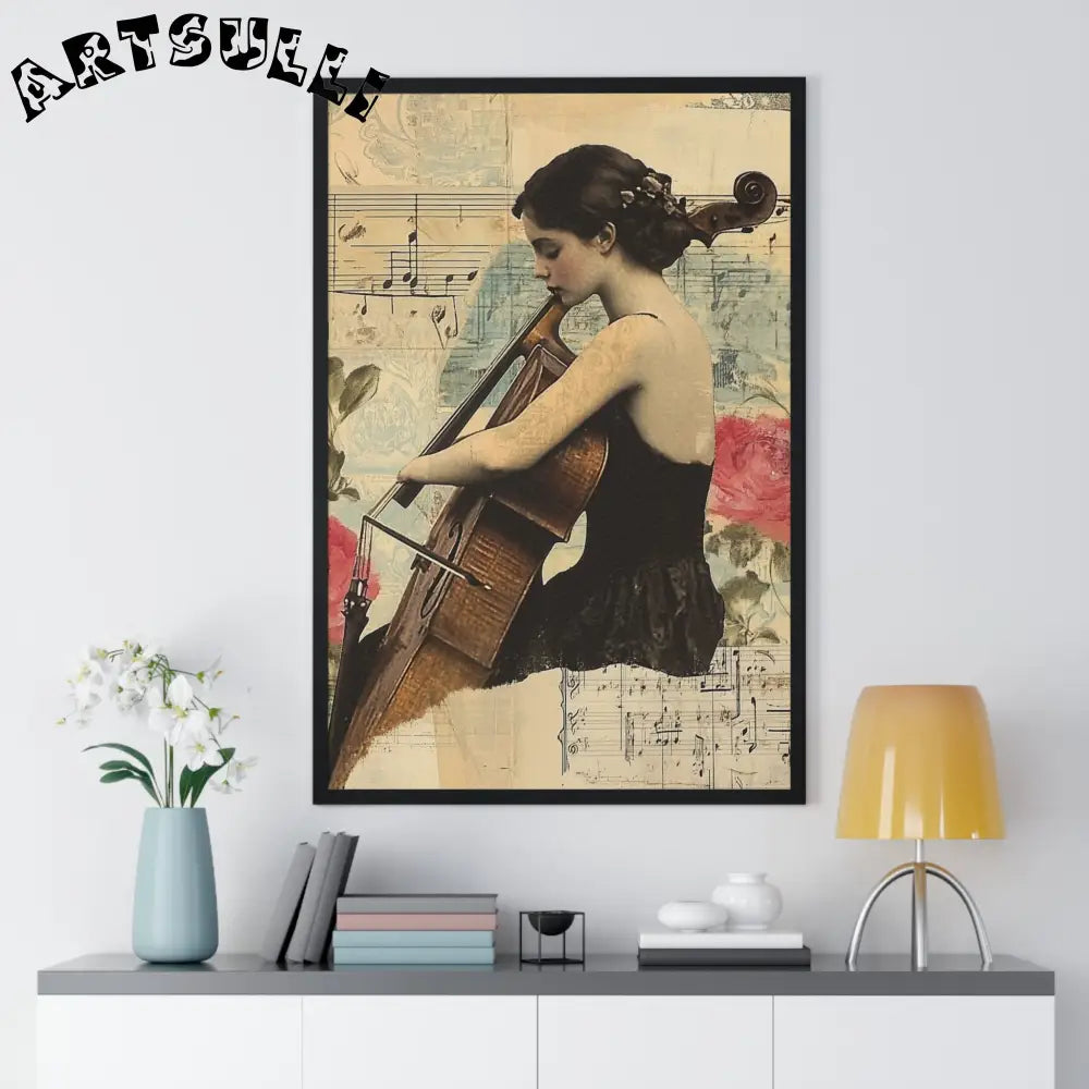 Vintage Cellist Framed Art Print, Artsulli - Art is Long, Life is Short, Poster, , , , , , , 