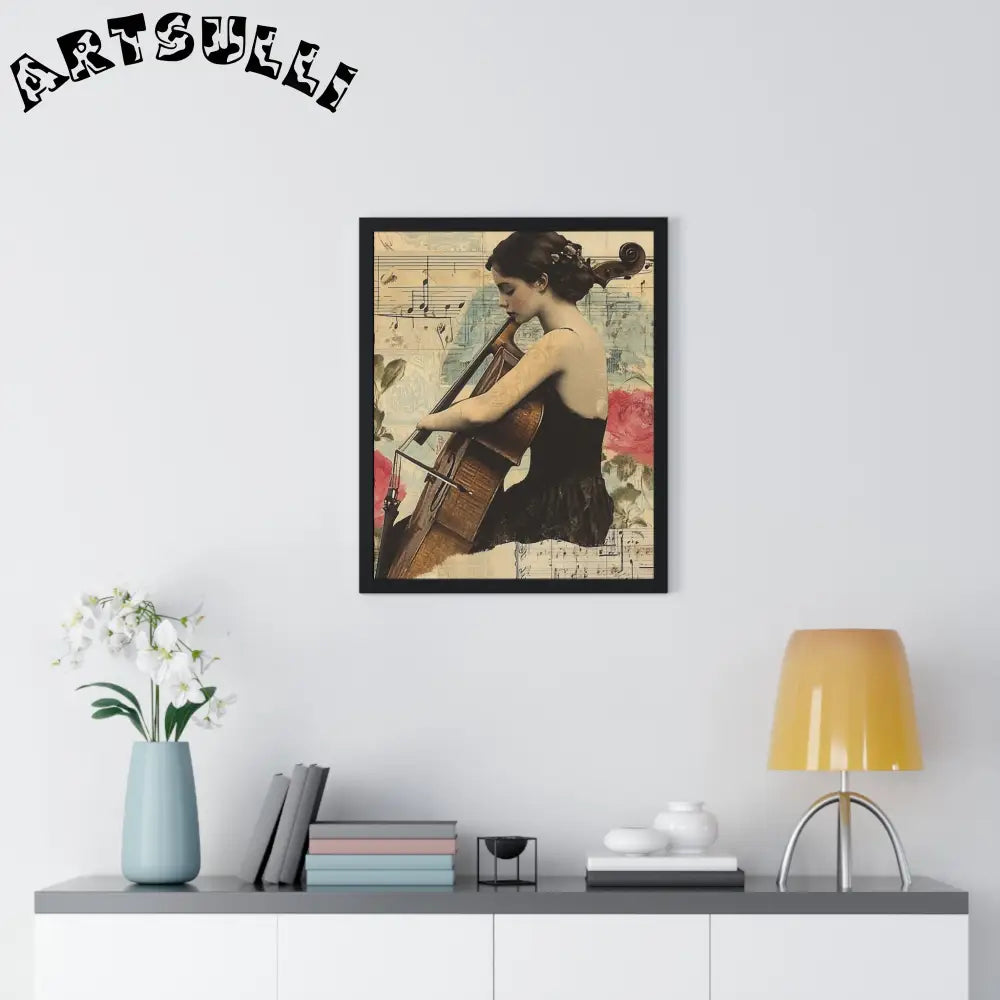 Vintage Cellist Framed Art Print, Artsulli - Art is Long, Life is Short, Poster, , , , , , , 