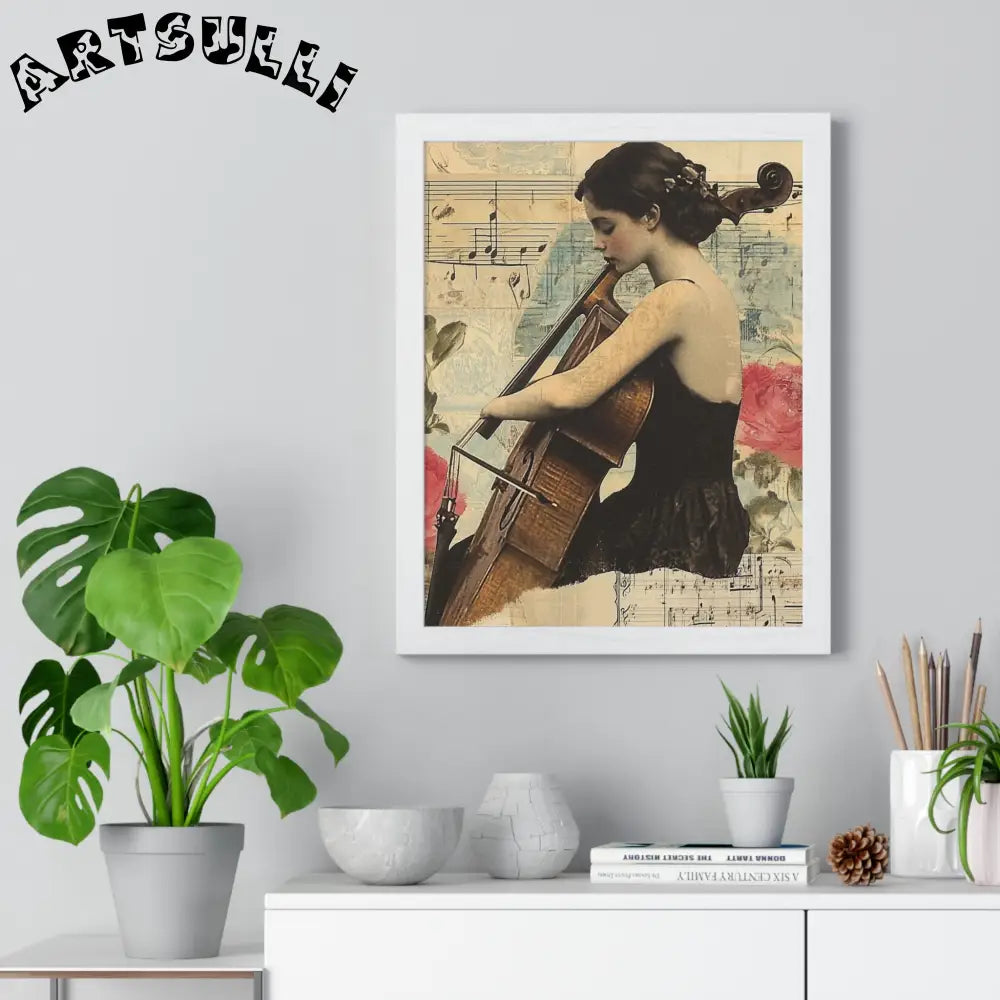 Vintage Cellist Framed Art Print, Artsulli - Art is Long, Life is Short, Poster, , , , , , , 