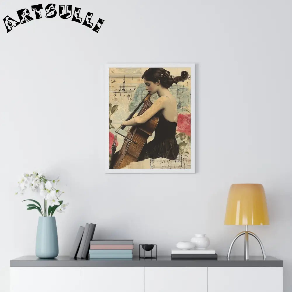 Vintage Cellist Framed Art Print, Artsulli - Art is Long, Life is Short, Poster, , , , , , , 