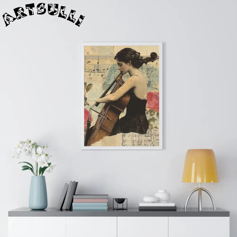 Vintage Cellist Framed Art Print, Artsulli - Art is Long, Life is Short, Poster, , , , , , , 