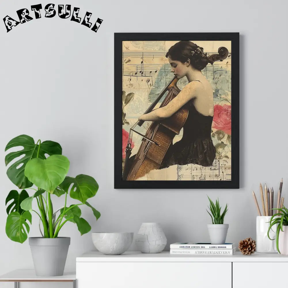 Vintage Cellist Framed Art Print, Artsulli - Art is Long, Life is Short, Poster, , , , , , , 