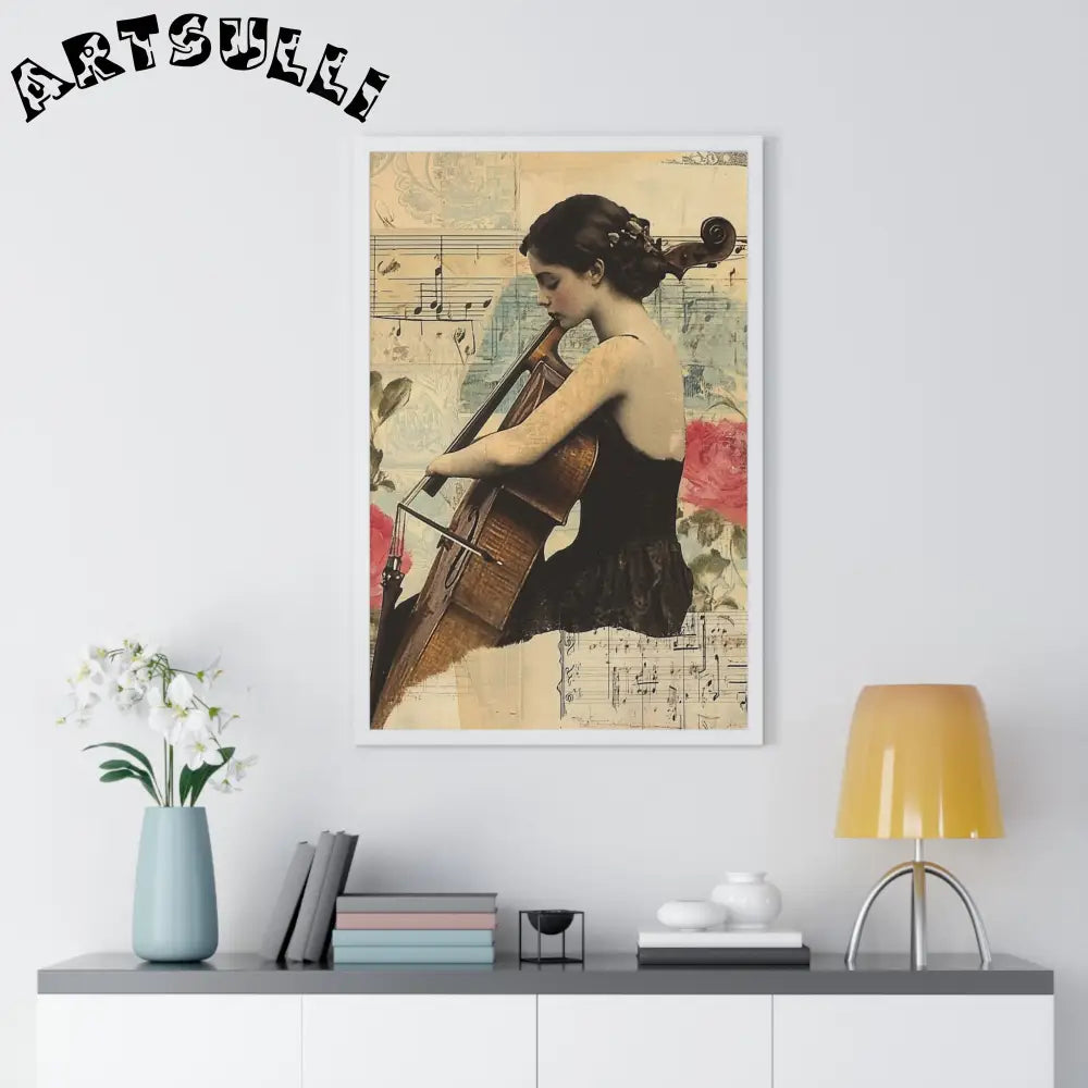 Vintage Cellist Framed Art Print, Artsulli - Art is Long, Life is Short, Poster, , , , , , , 