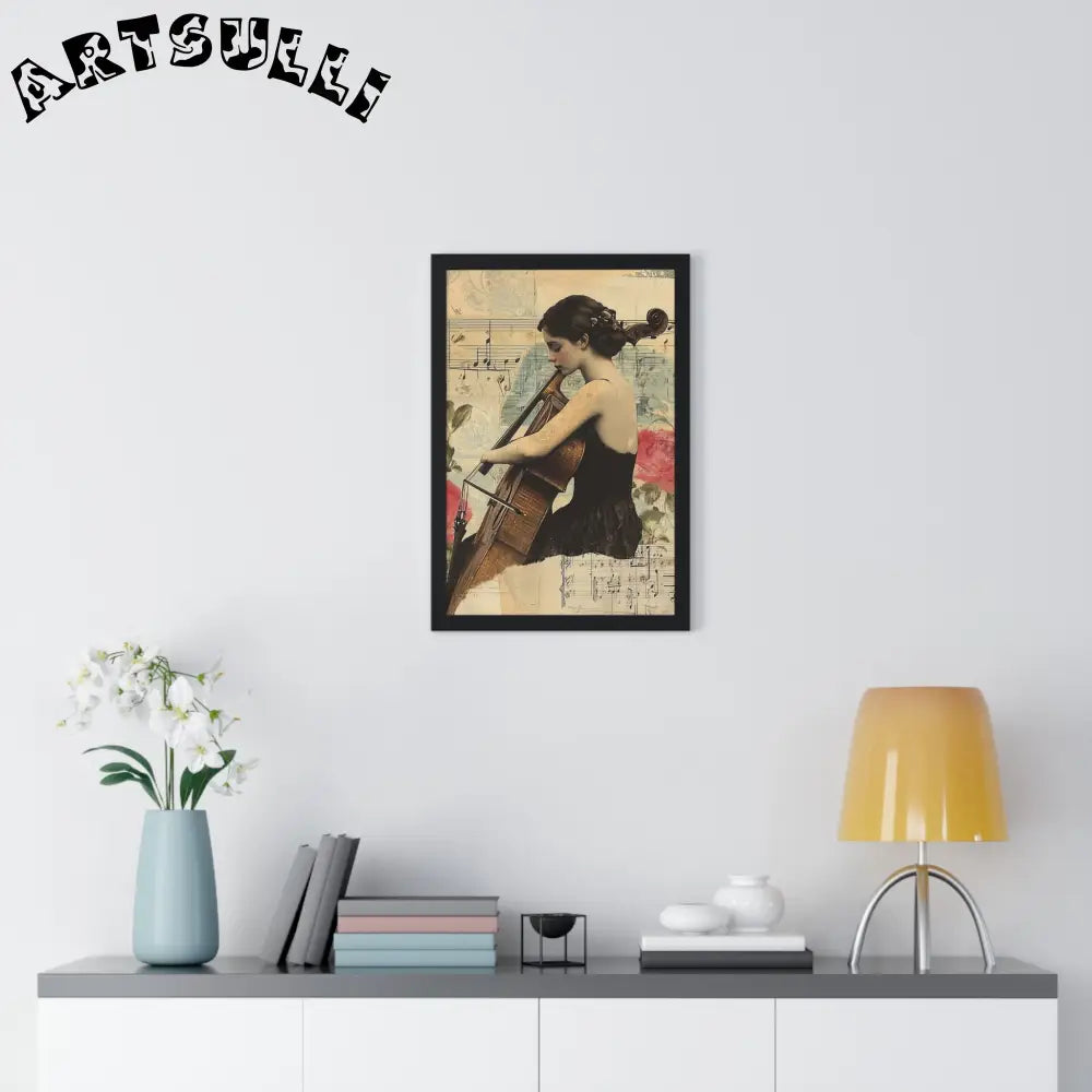 Vintage Cellist Framed Art Print, Artsulli - Art is Long, Life is Short, Poster, , , , , , , 