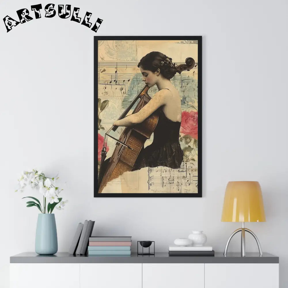 Vintage Cellist Framed Art Print, Artsulli - Art is Long, Life is Short, Poster, , , , , , , 