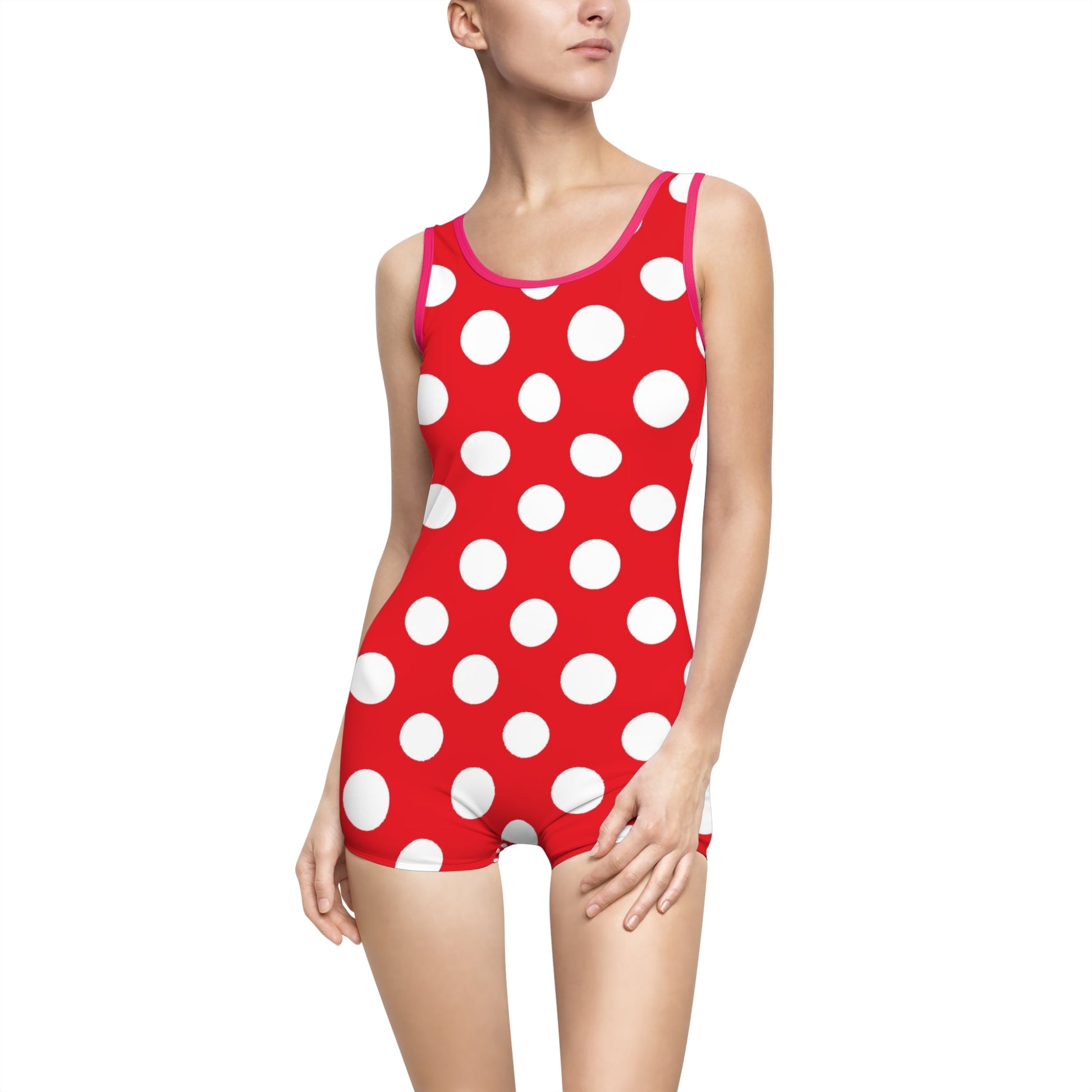 Vintage Red Polka Dot Tank Swimsuit, Artsulli - Art is Long, Life is Short, All Over Prints, Color, Pink, Size, XS, , , 12846790702650884843
