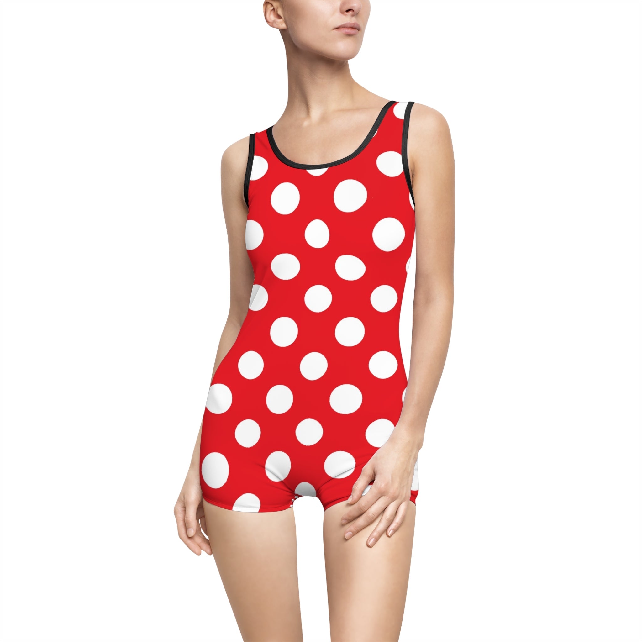 Vintage Red Polka Dot Tank Swimsuit, Artsulli - Art is Long, Life is Short, All Over Prints, Color, Black, Size, XS, , , 10829072457941930841