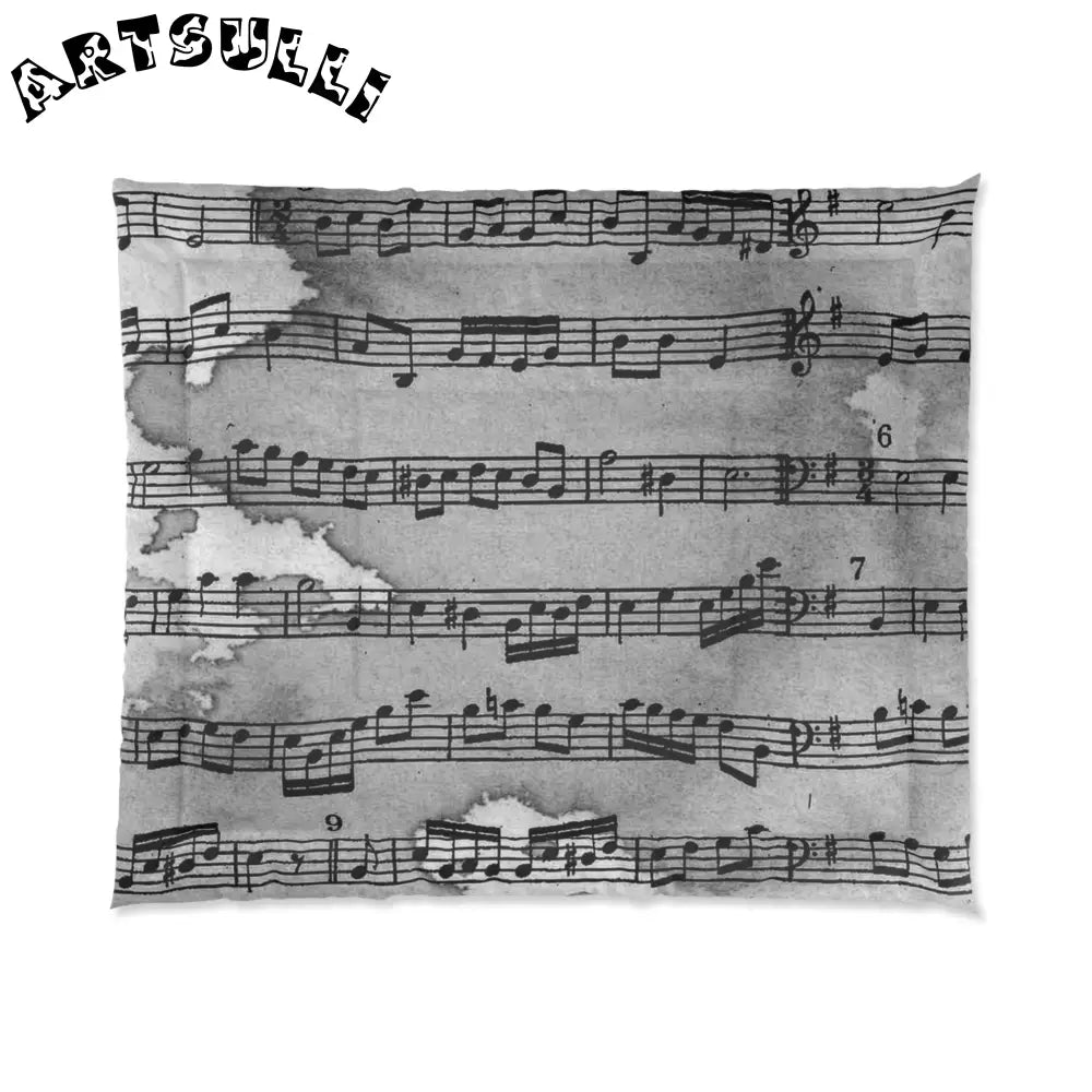 Vintage Sheet Music Throw Blanket, Artsulli - Art is Long, Life is Short, Home Decor, Size, 104" × 88", , , , , 25241789839188130872