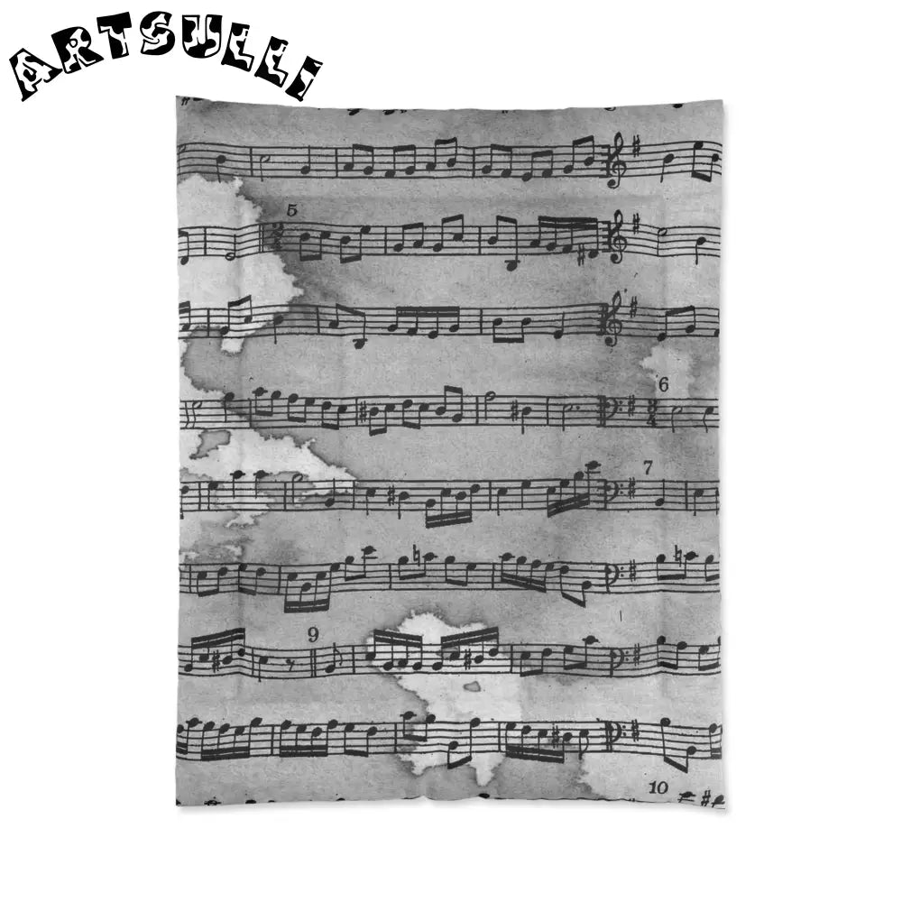 Vintage Sheet Music Throw Blanket, Artsulli - Art is Long, Life is Short, Home Decor, Size, 68" × 88", , , , , 22521247282398413955
