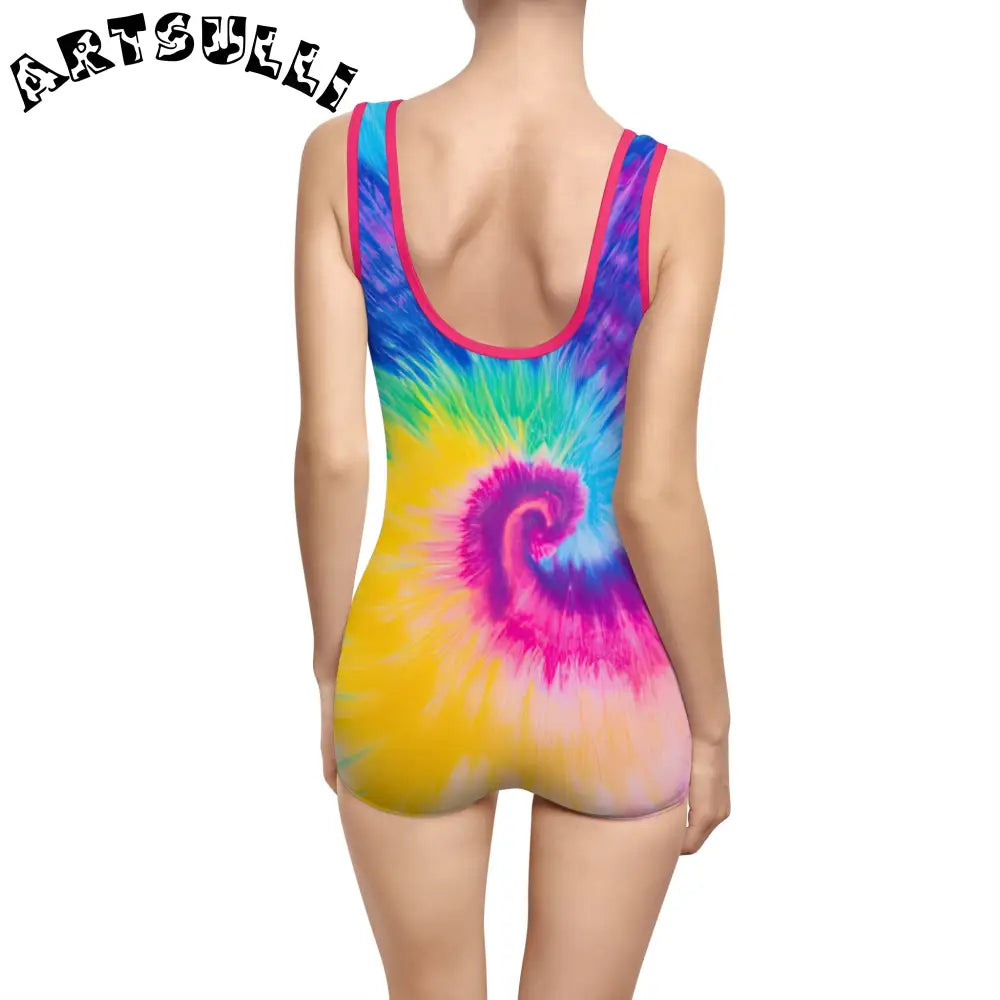 Vintage Tie-Dye One-Piece Swimsuit, Artsulli - Art is Long, Life is Short, All Over Prints, , , , , , , 