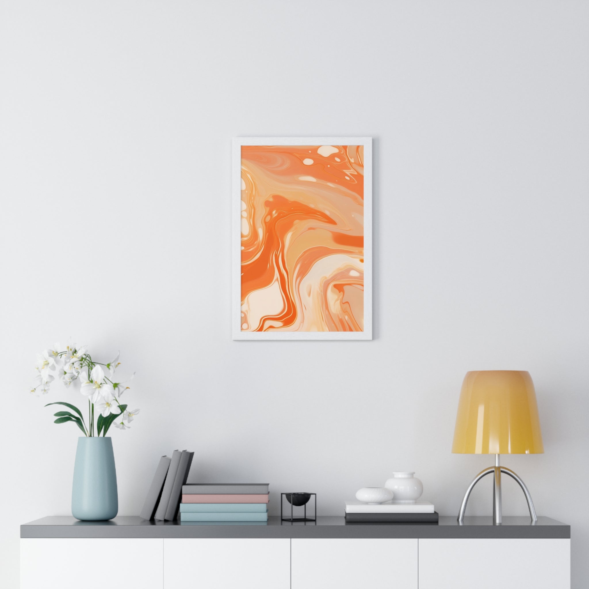 Printify Warm Abstract Swirl Framed Art 2025