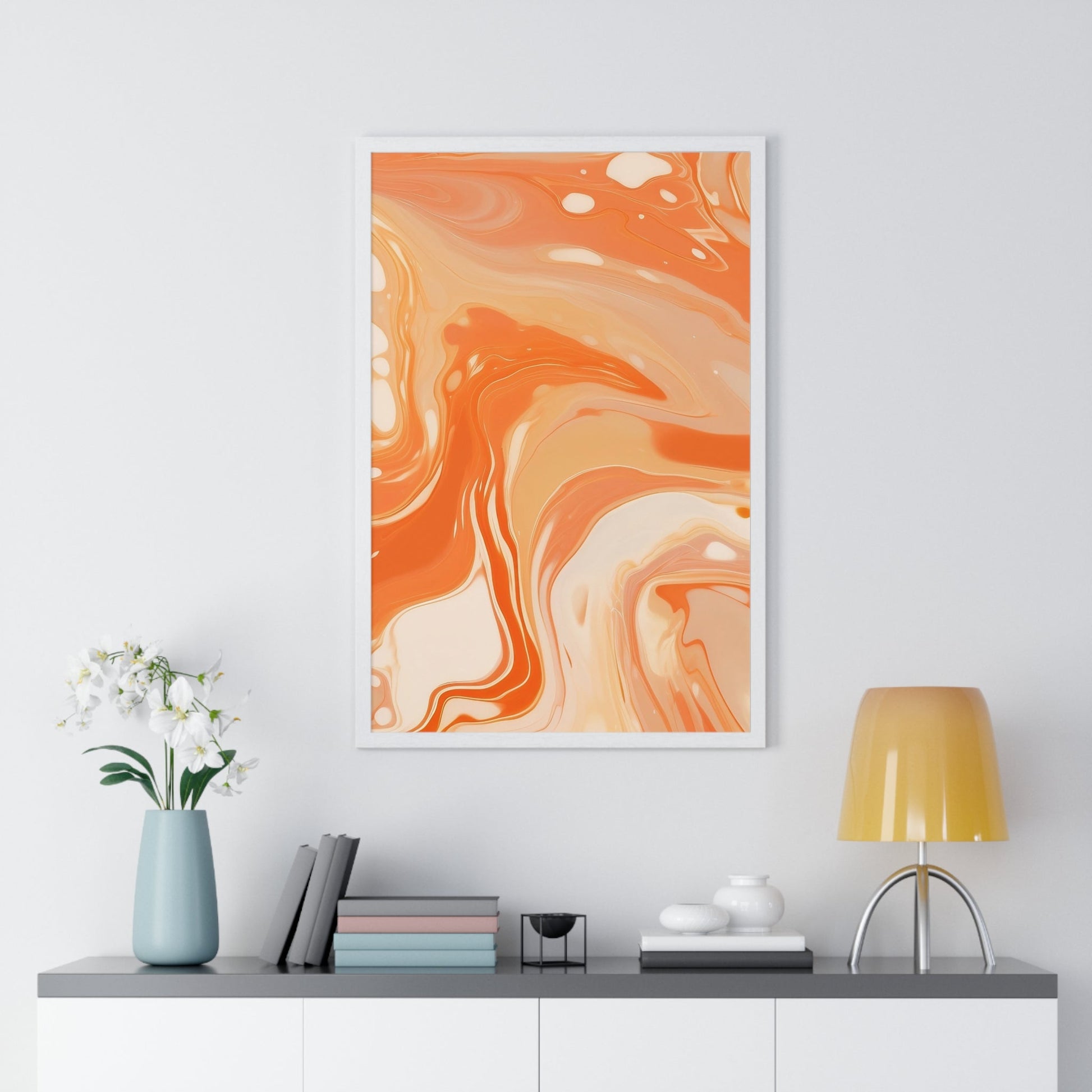 Printify Warm Abstract Swirl Framed Art 2025