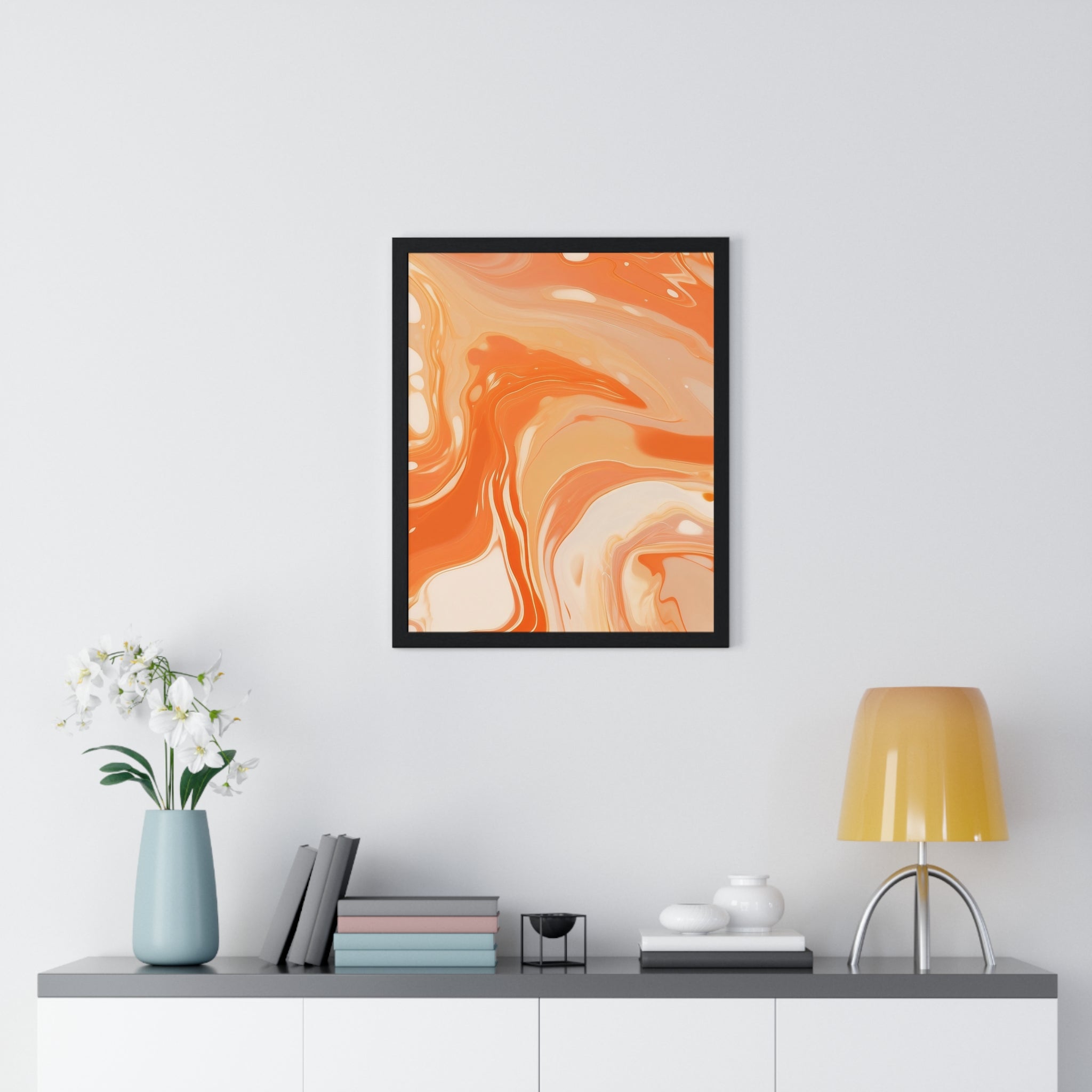 Printify Warm Abstract Swirl Framed Art 2025