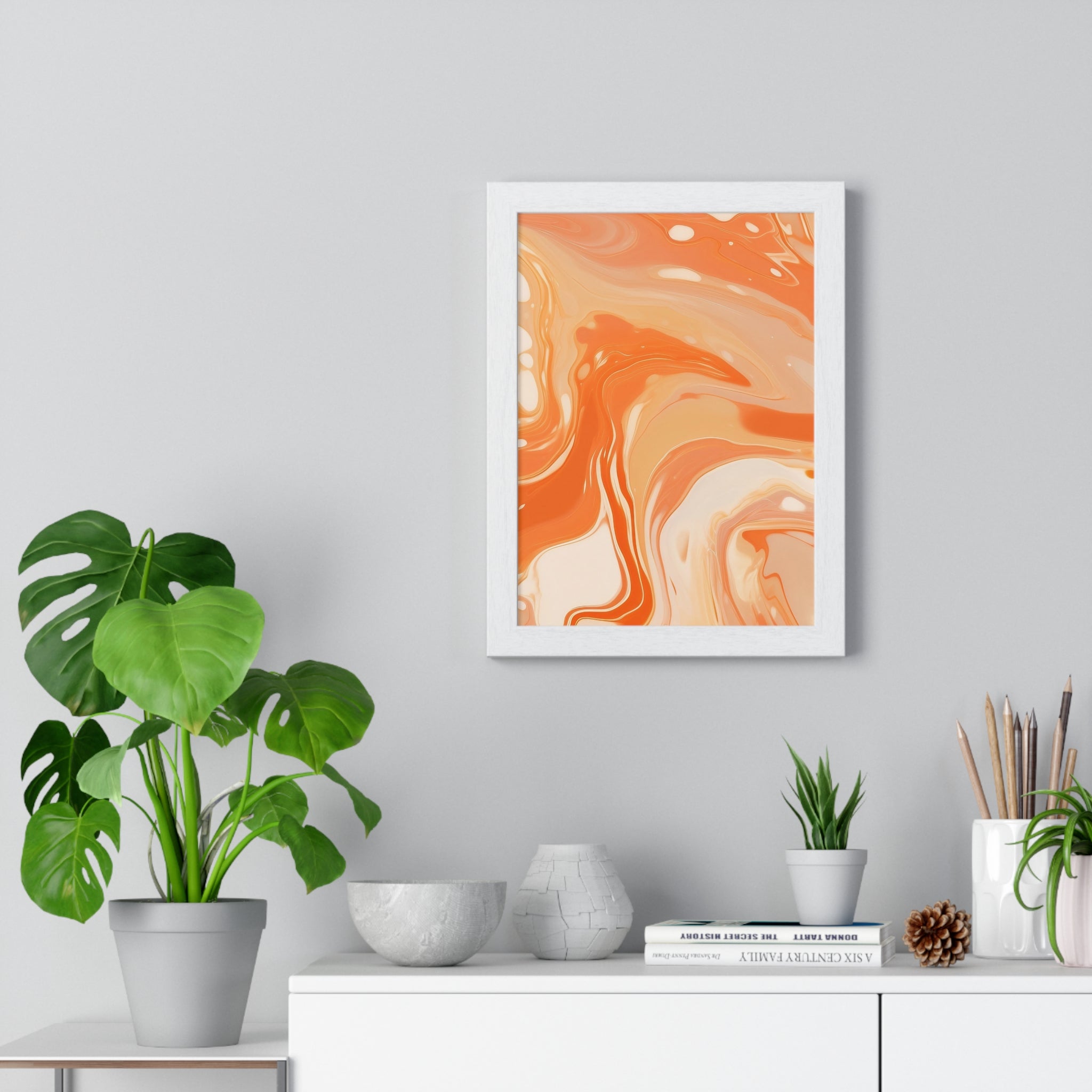 Printify Warm Abstract Swirl Framed Art 2025