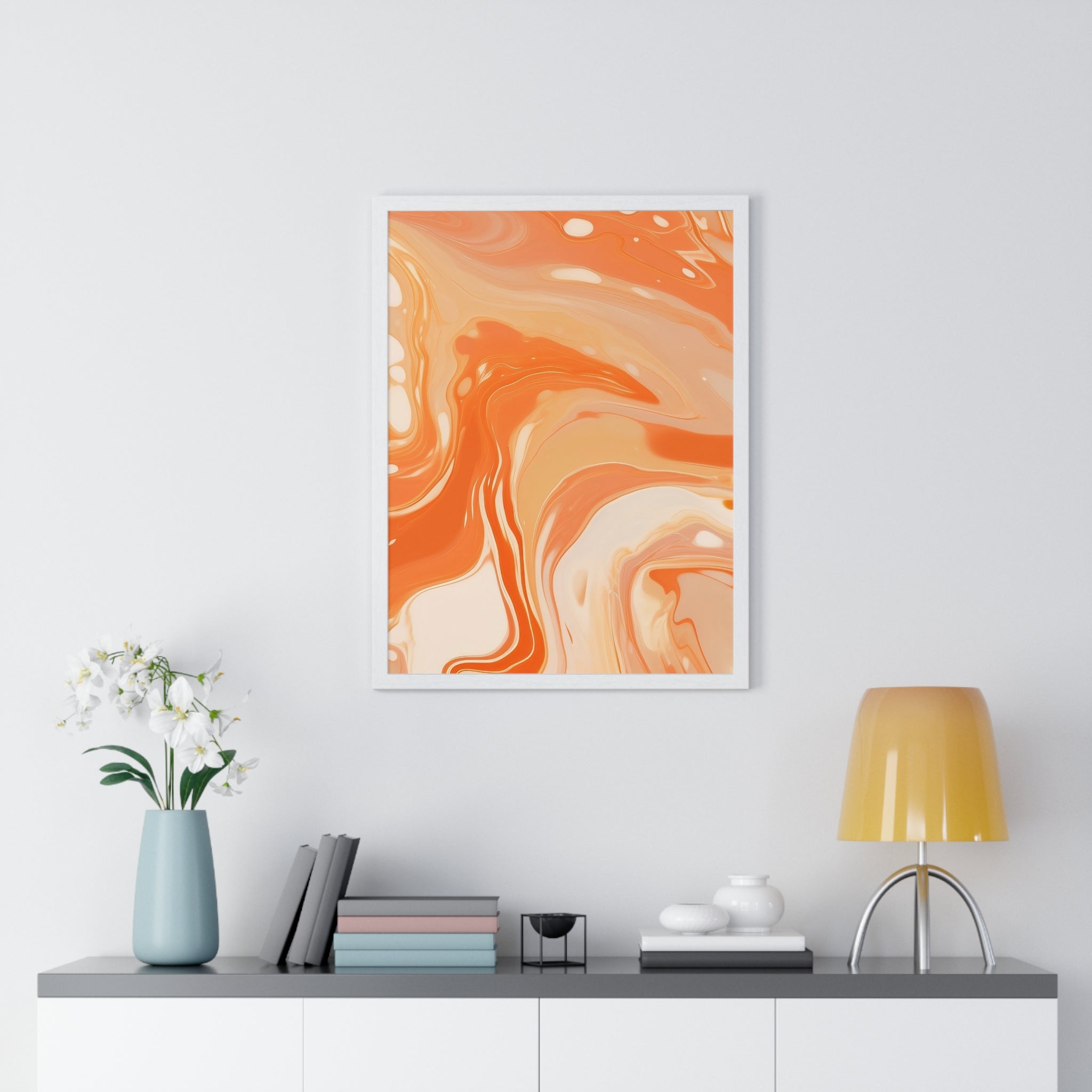 Printify Warm Abstract Swirl Framed Art 2025