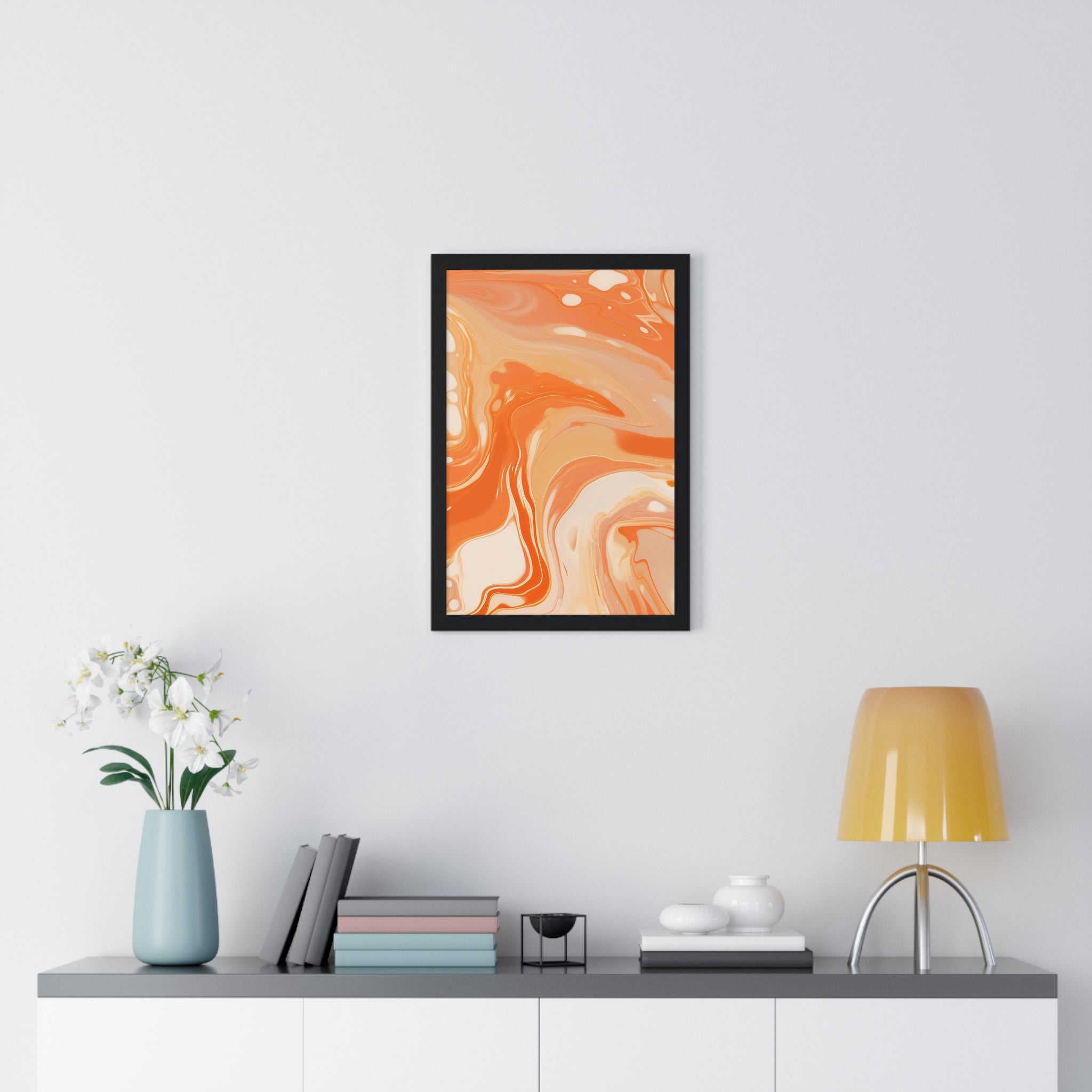 Printify Warm Abstract Swirl Framed Art 2025