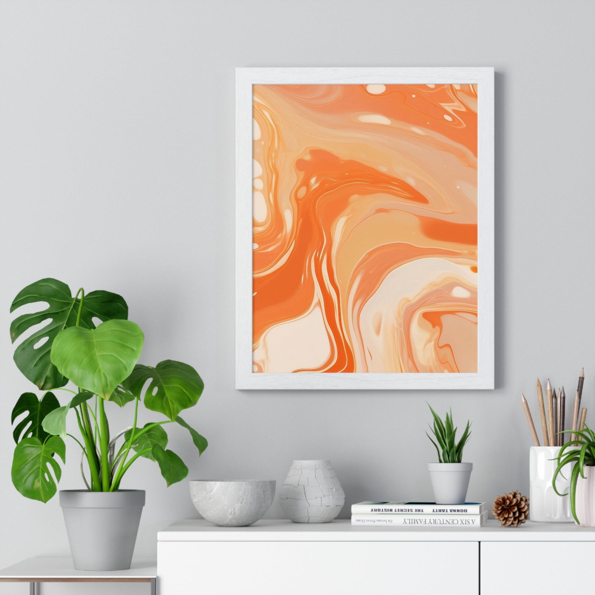 Printify Warm Abstract Swirl Framed Art 2025
