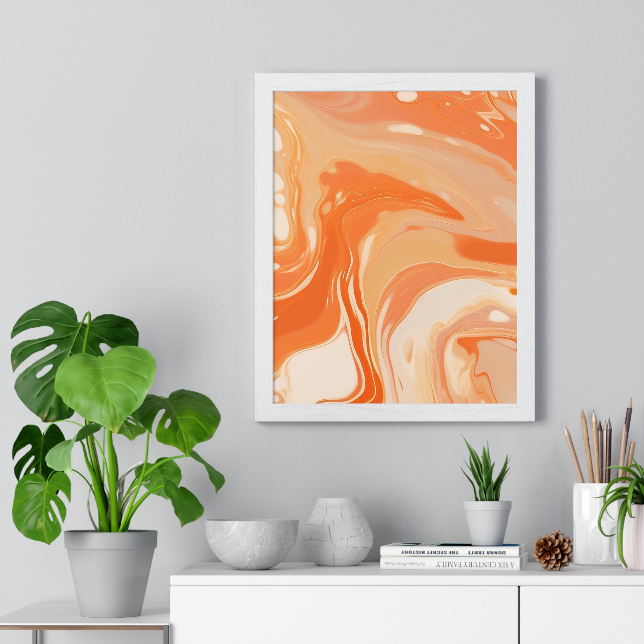 Printify Warm Abstract Swirl Framed Art 2025