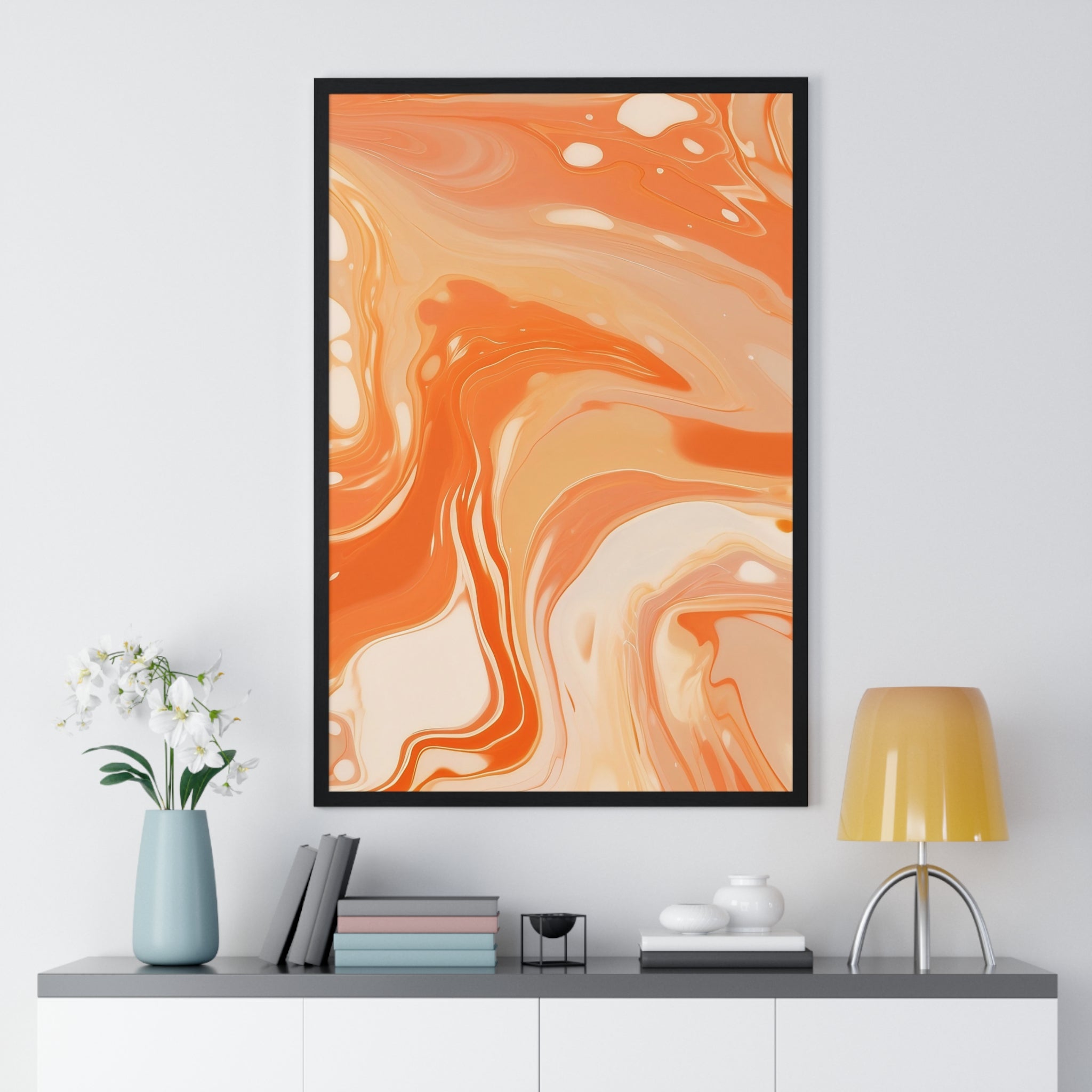 Printify Warm Abstract Swirl Framed Art 2025