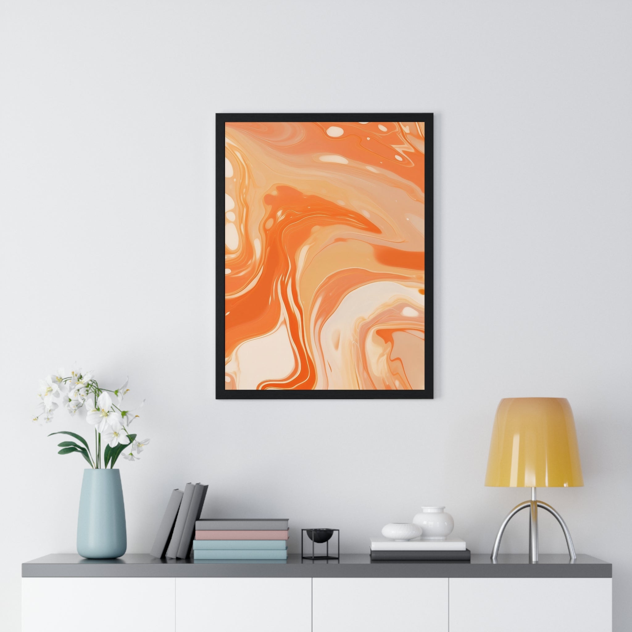 Printify Warm Abstract Swirl Framed Art 2025