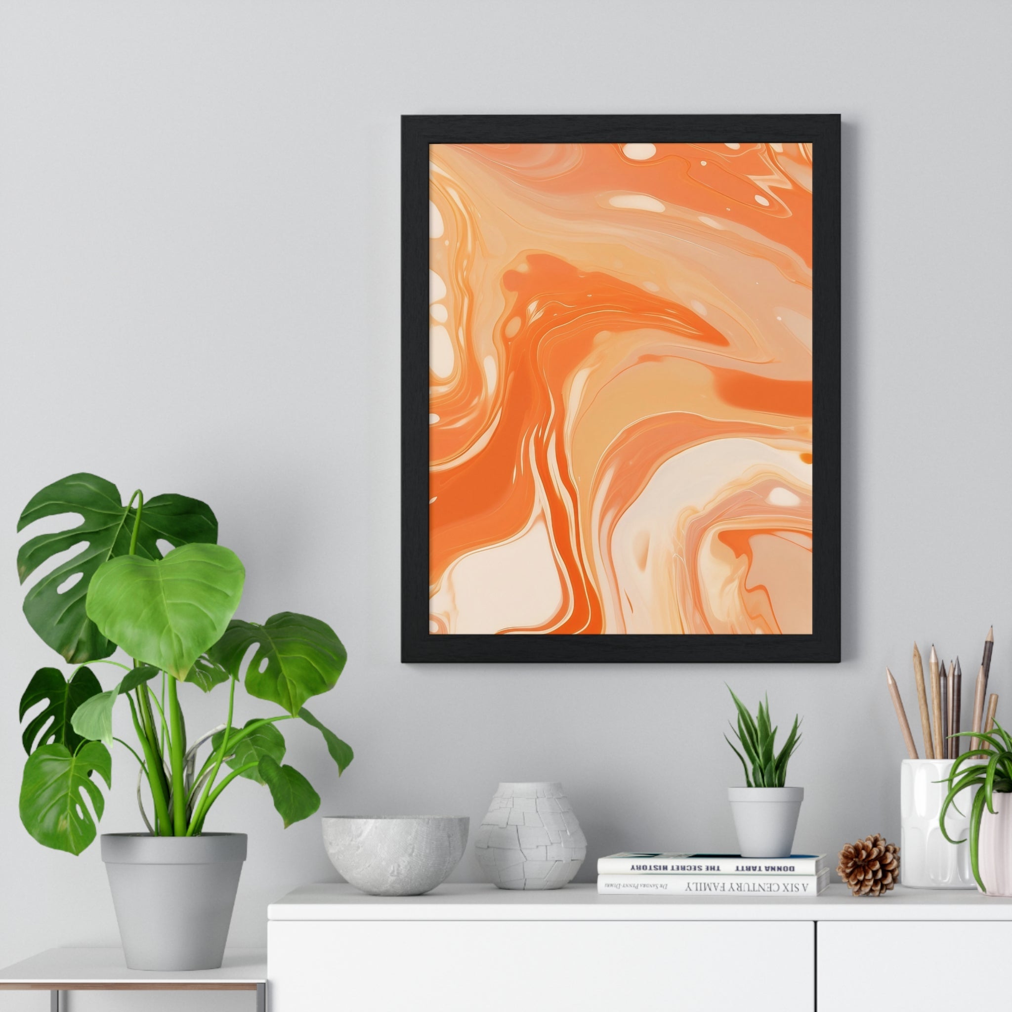 Printify Warm Abstract Swirl Framed Art 2025