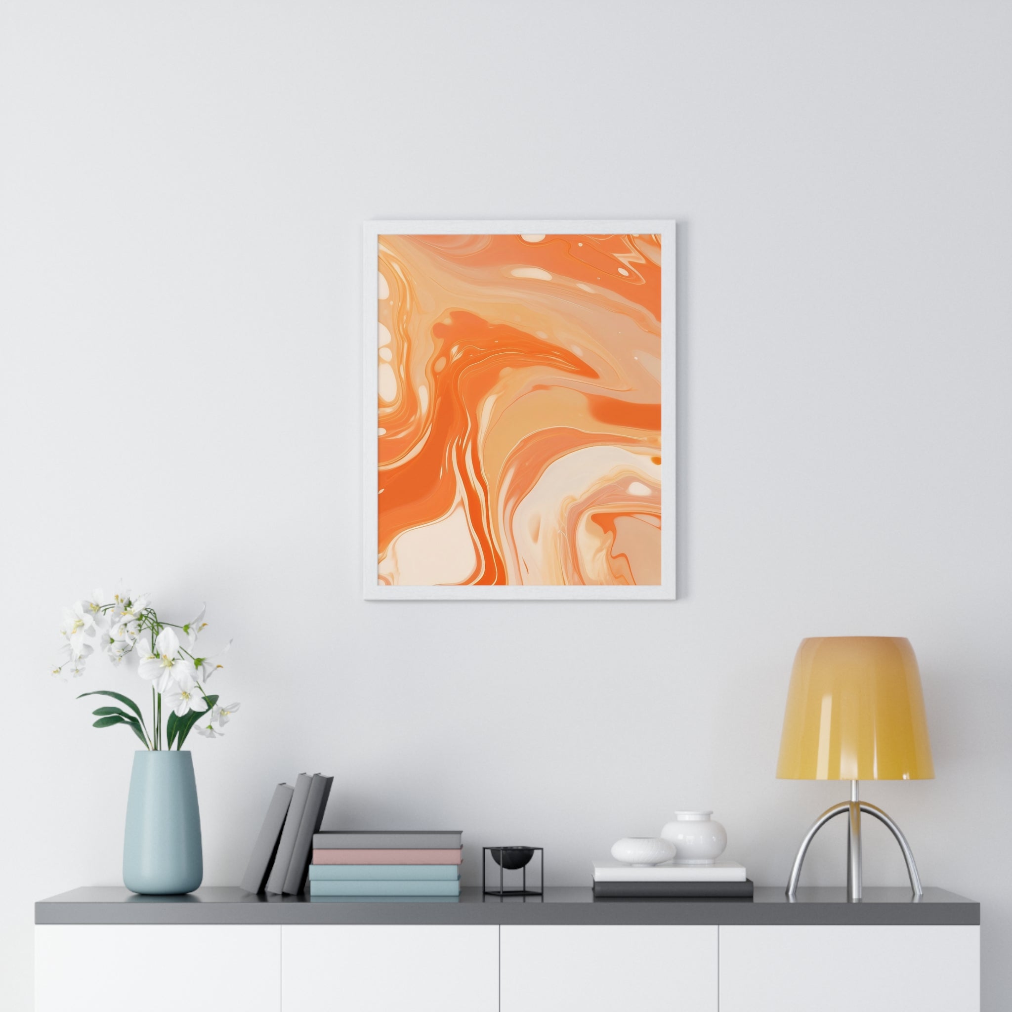 Printify Warm Abstract Swirl Framed Art 2025