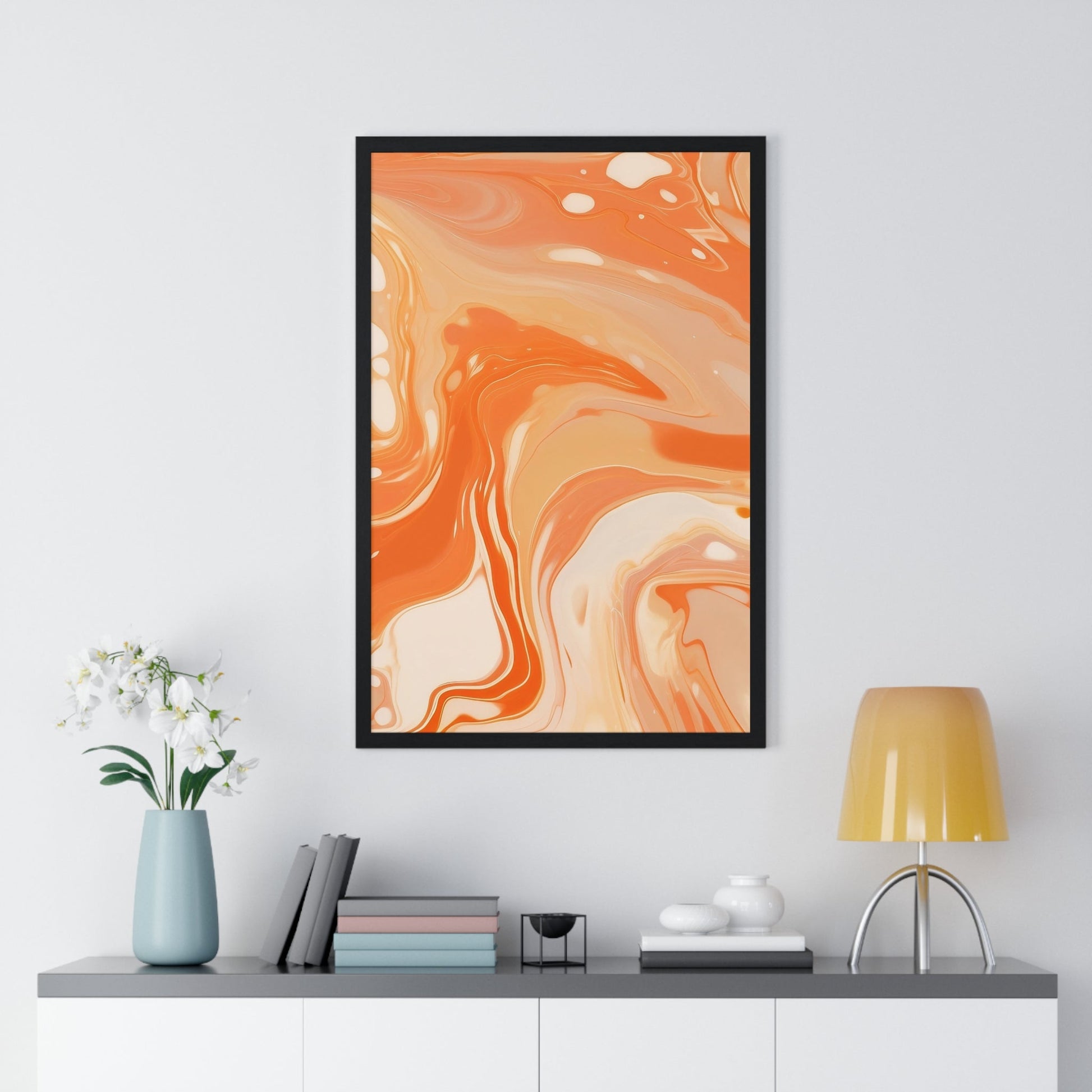 Printify Warm Abstract Swirl Framed Art 2025