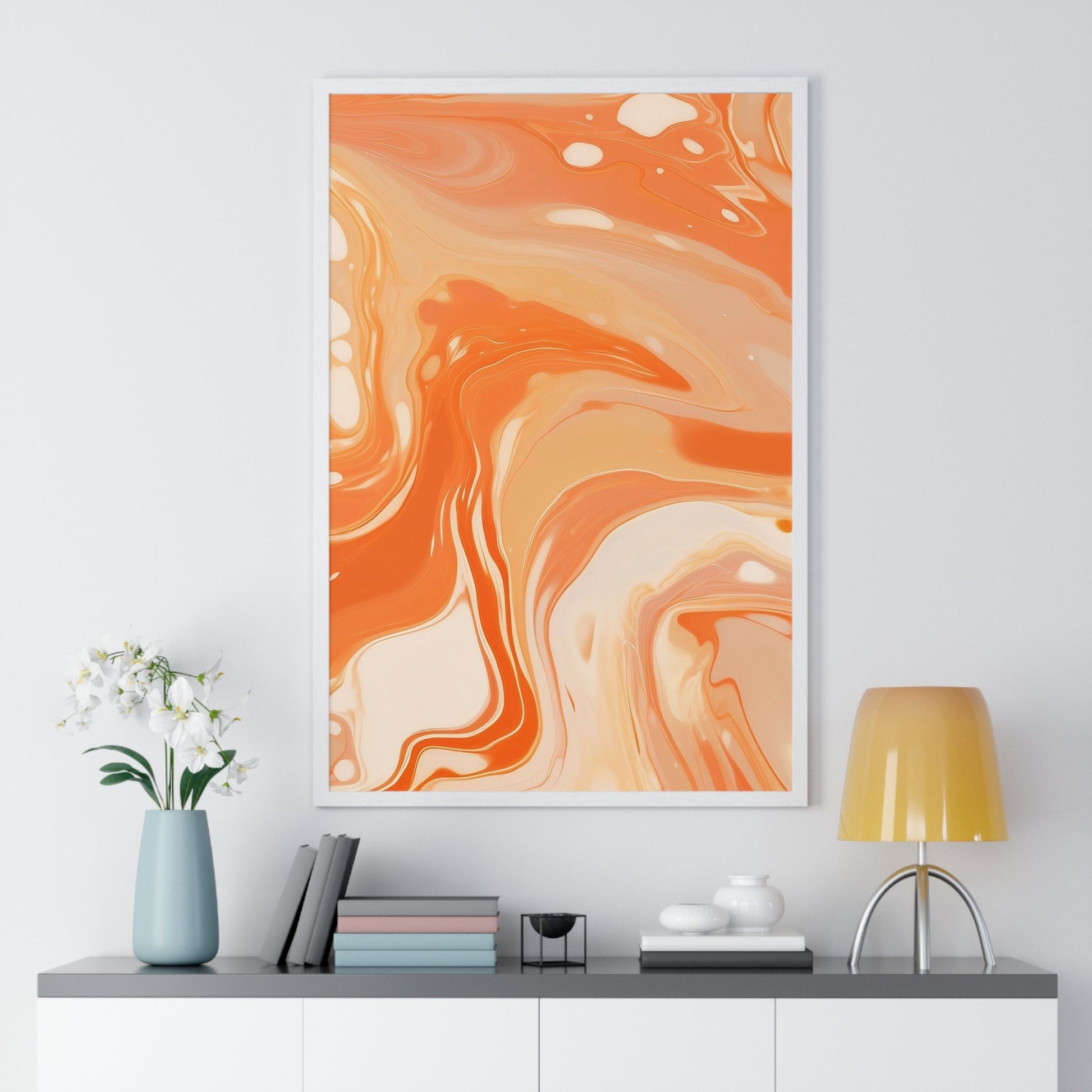 Printify Warm Abstract Swirl Framed Art 2025