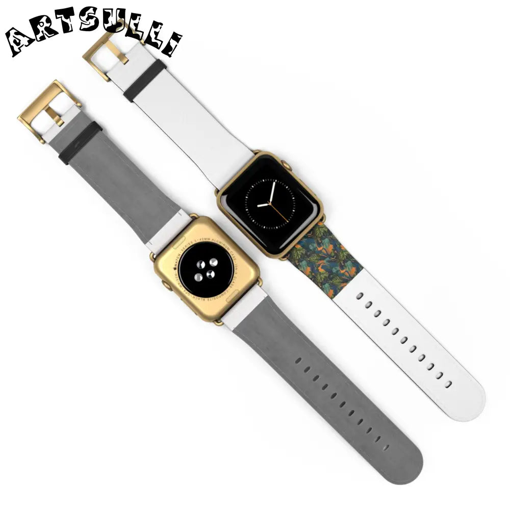 JAKKOUTTHEBXX Dark Green Patterned Faux Leather Apple Watch Band 2025