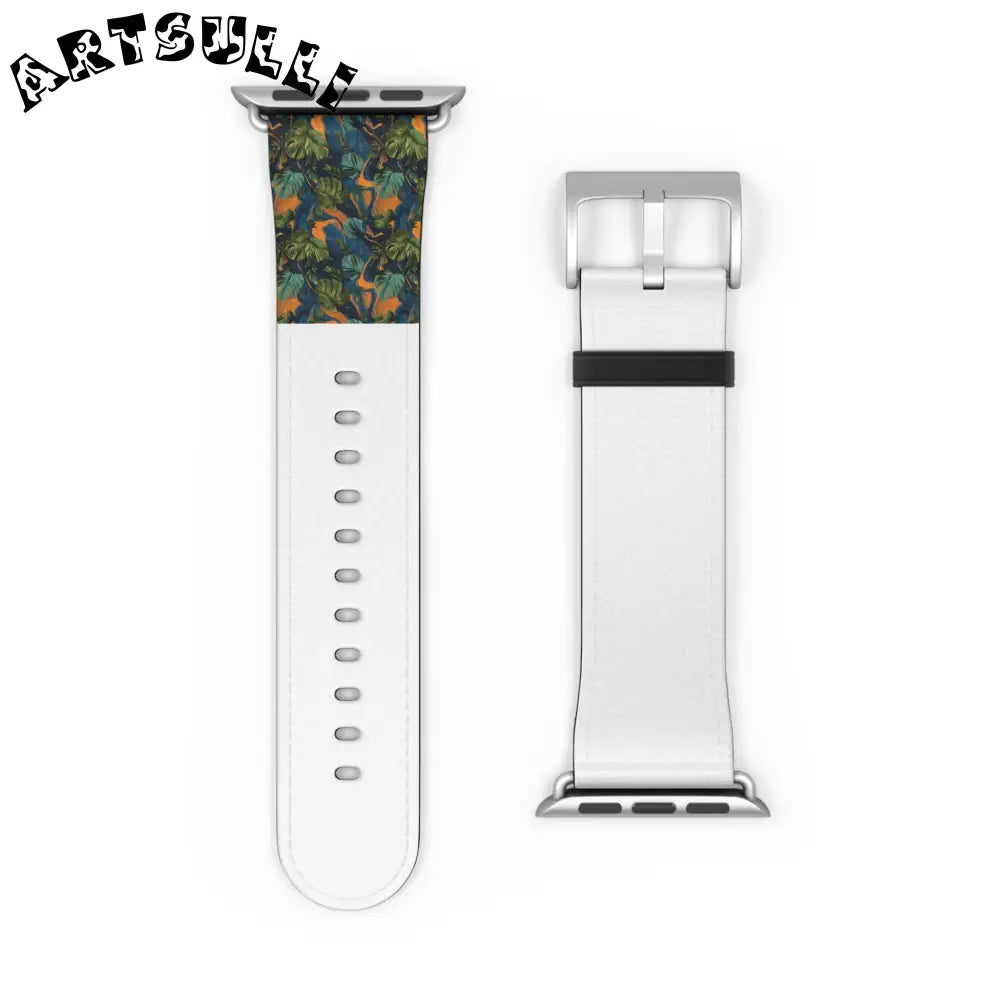 JAKKOUTTHEBXX Dark Green Patterned Faux Leather Apple Watch Band 2025