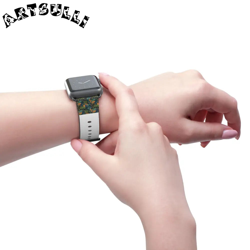 JAKKOUTTHEBXX Dark Green Patterned Faux Leather Apple Watch Band 2025