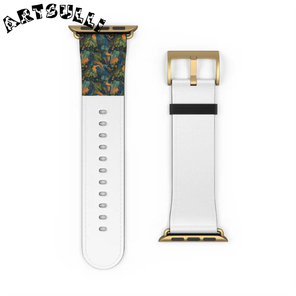 JAKKOUTTHEBXX Dark Green Patterned Faux Leather Apple Watch Band 2025