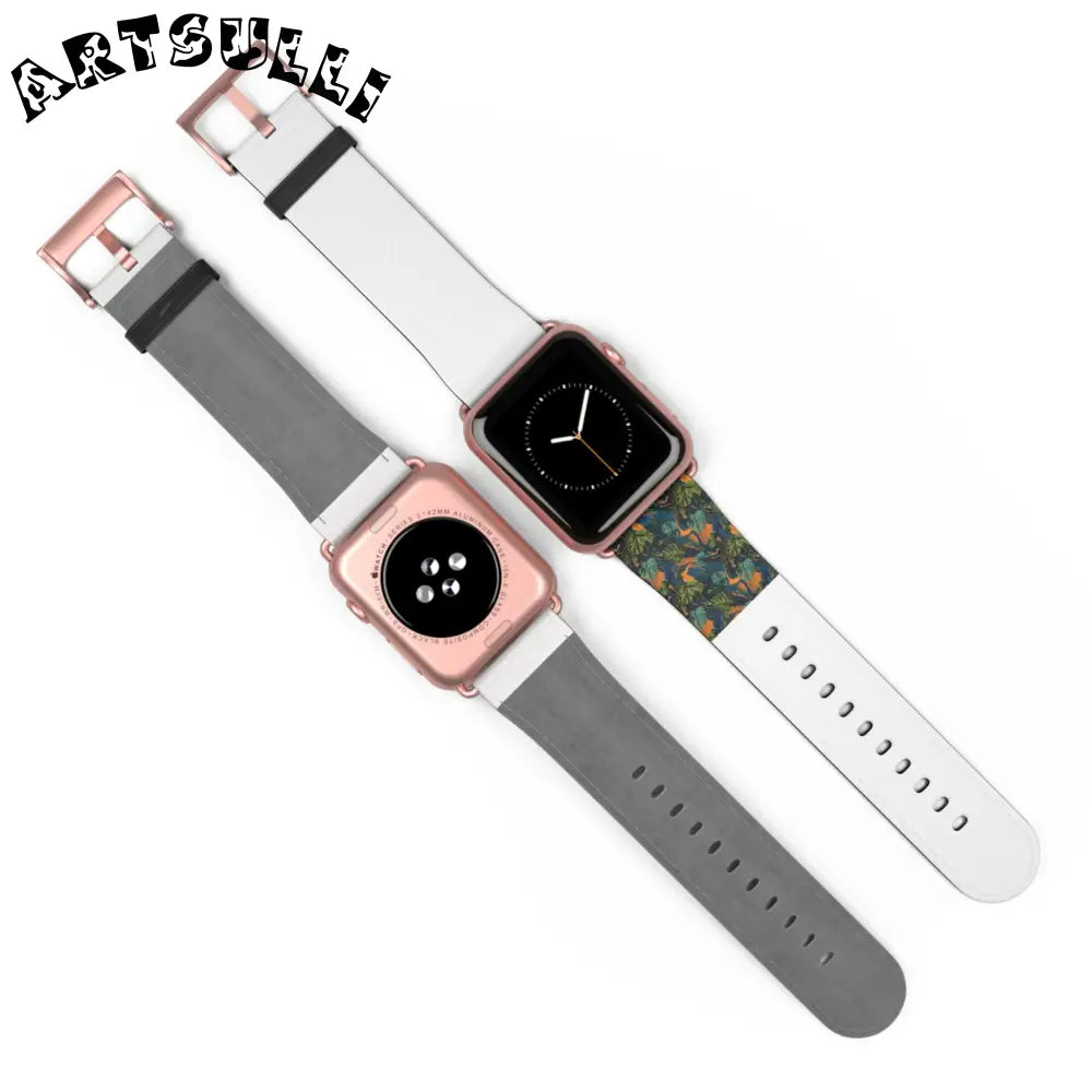 JAKKOUTTHEBXX Dark Green Patterned Faux Leather Apple Watch Band 2025