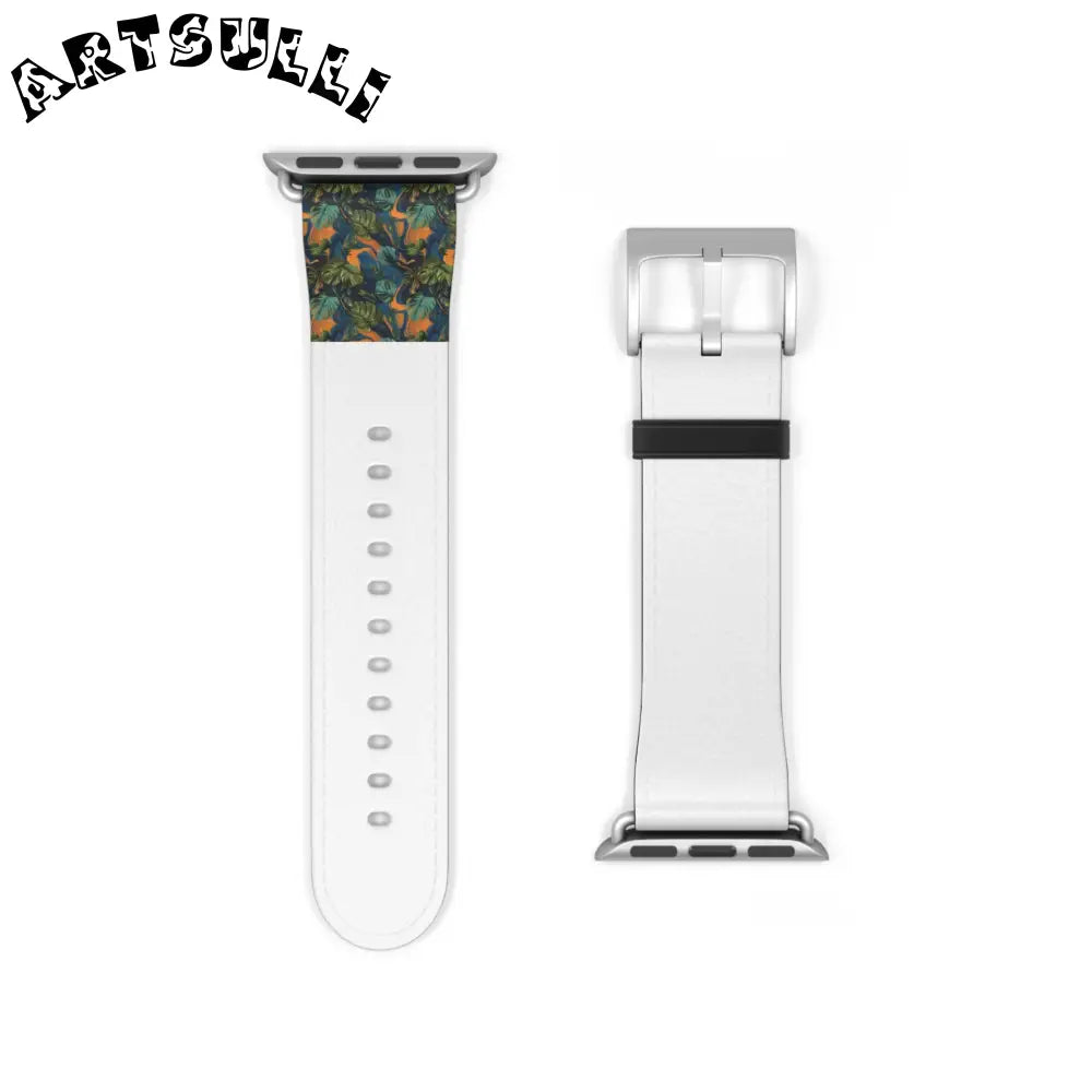 JAKKOUTTHEBXX Dark Green Patterned Faux Leather Apple Watch Band 2025