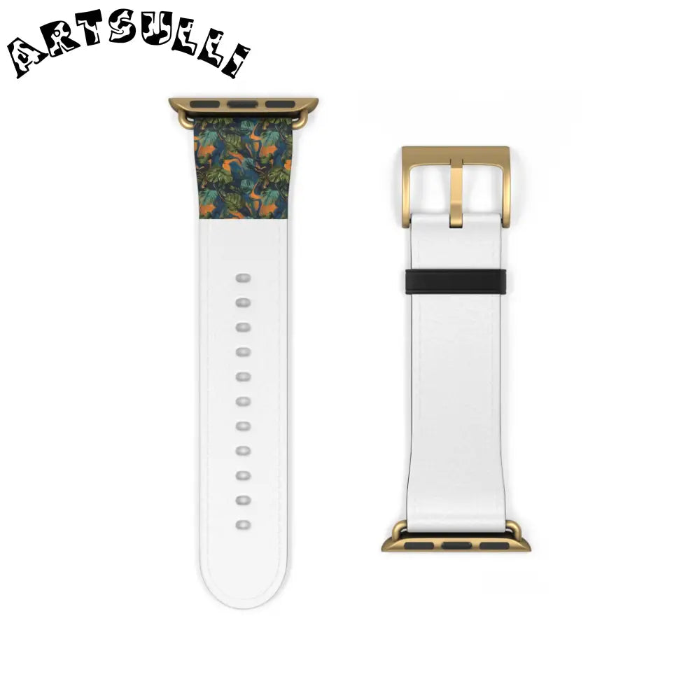 JAKKOUTTHEBXX Dark Green Patterned Faux Leather Apple Watch Band 2025