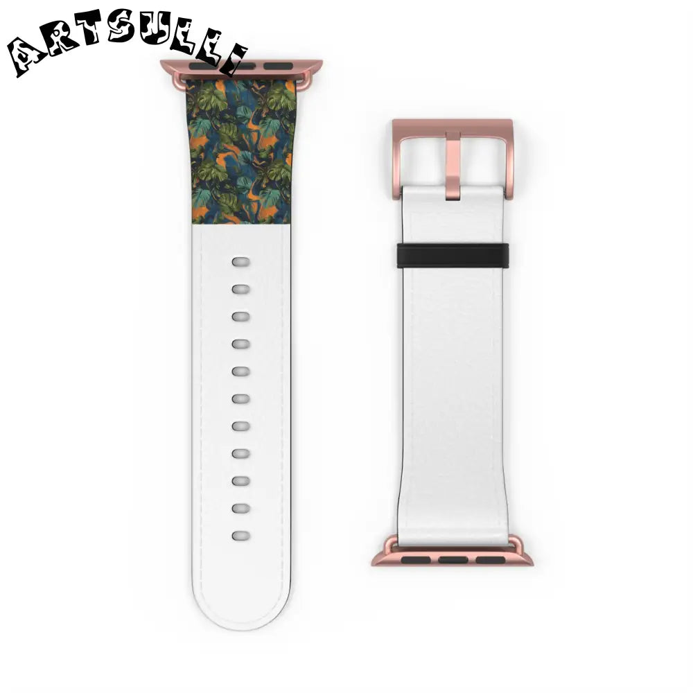 JAKKOUTTHEBXX Dark Green Patterned Faux Leather Apple Watch Band 2025