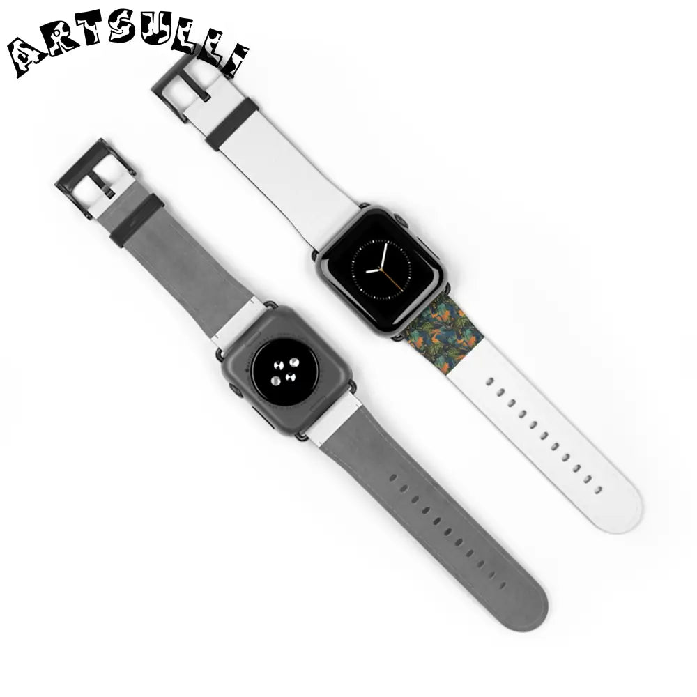 JAKKOUTTHEBXX Dark Green Patterned Faux Leather Apple Watch Band 2025