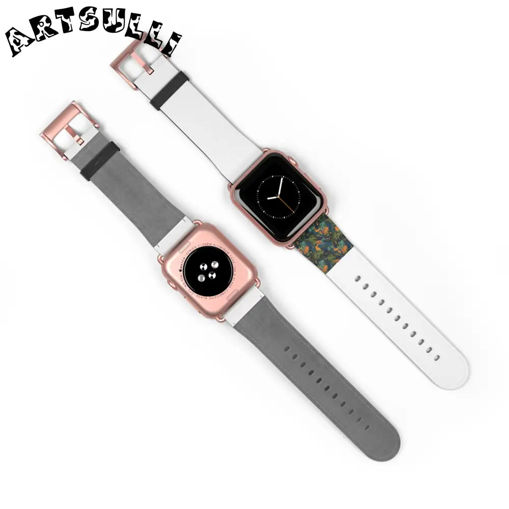 JAKKOUTTHEBXX Dark Green Patterned Faux Leather Apple Watch Band 2025