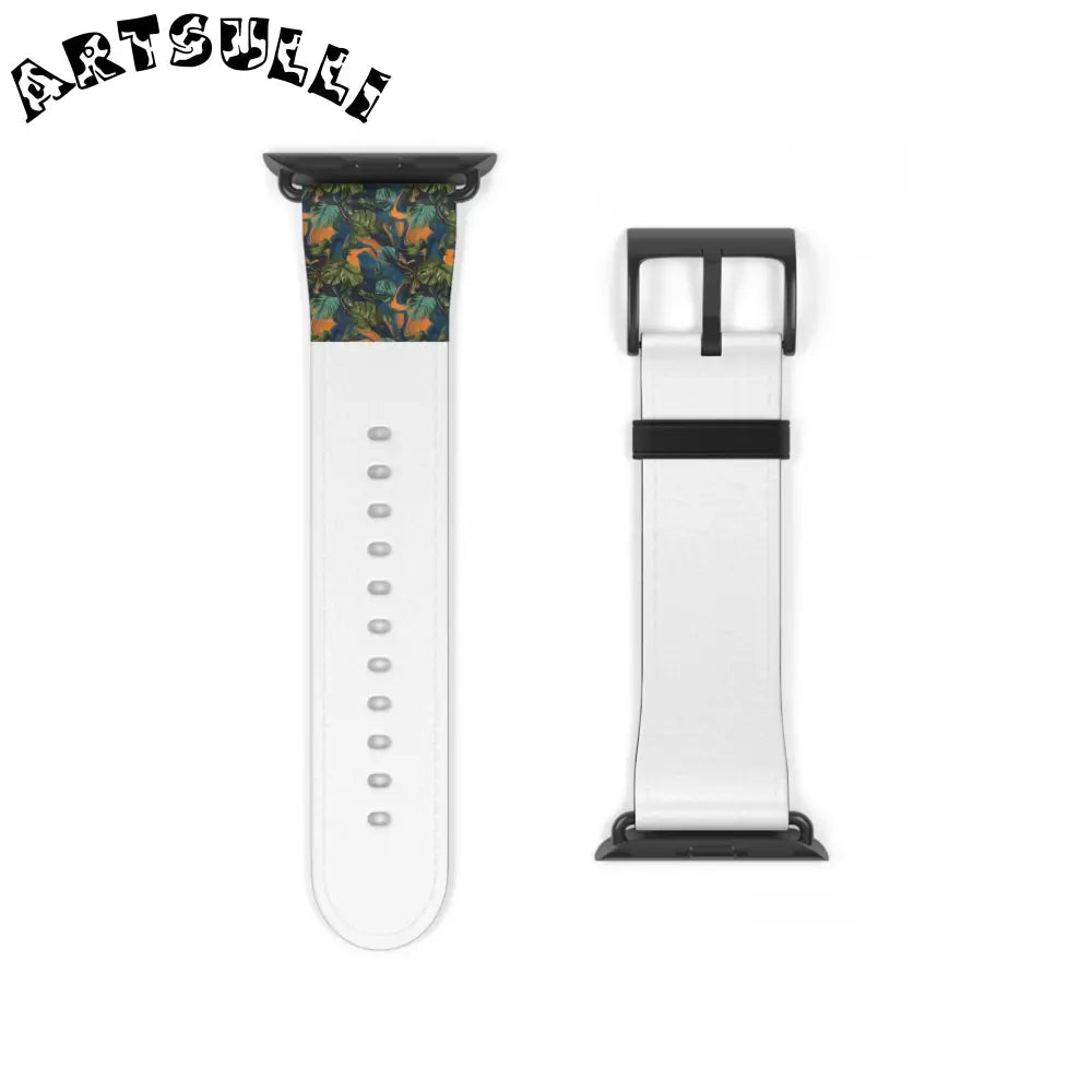 JAKKOUTTHEBXX Dark Green Patterned Faux Leather Apple Watch Band 2025