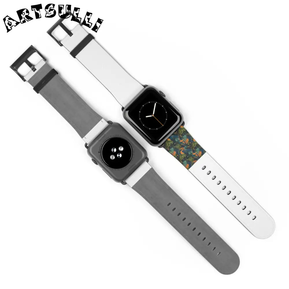 JAKKOUTTHEBXX Dark Green Patterned Faux Leather Apple Watch Band 2025