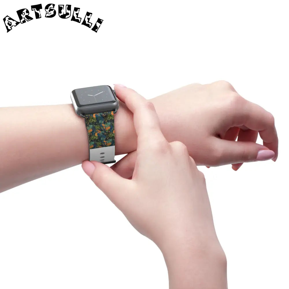 JAKKOUTTHEBXX Dark Green Patterned Faux Leather Apple Watch Band 2025